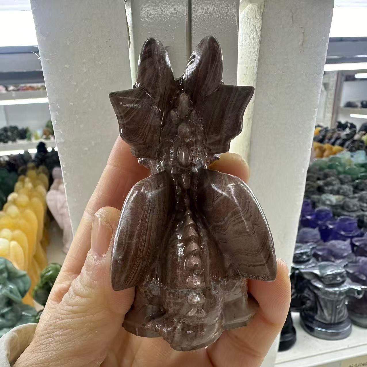 1pc Natural Jade Quartz Carved Little Dragon Skull Crystal Reiki Decor
