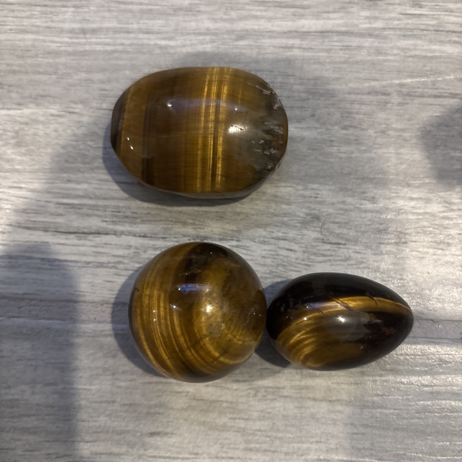 Lot 12 Tiger Iron Eye Items 3”skull , Snake Palm Stone Sphere Egg Chip Bag Flash
