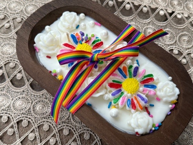 Birthday Celebrate Dough Bowl Soy Candle, Wooden Dough Bowl, Celebration Gift, B