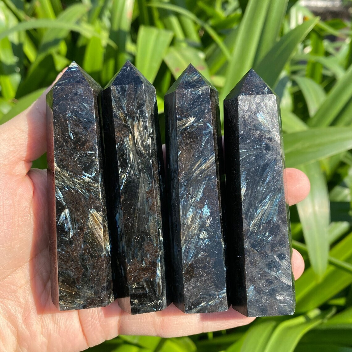 Arfvedsonite Crystal Rocks Polished Tower Point Natural Stone Healing Mineral