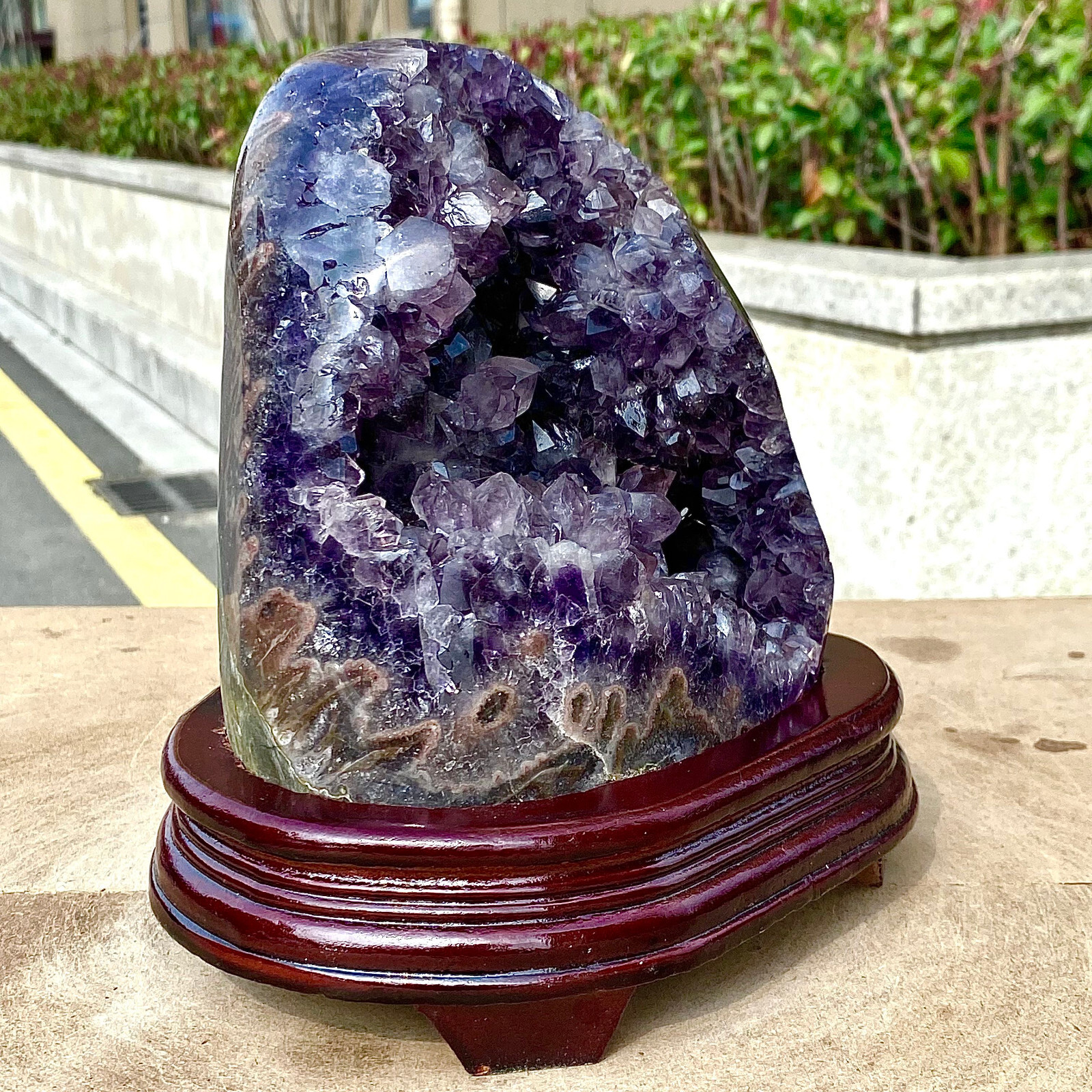 10.34LB Natural Uruguayan Amethyst Quartz Cave Geode Crystal Healing+base