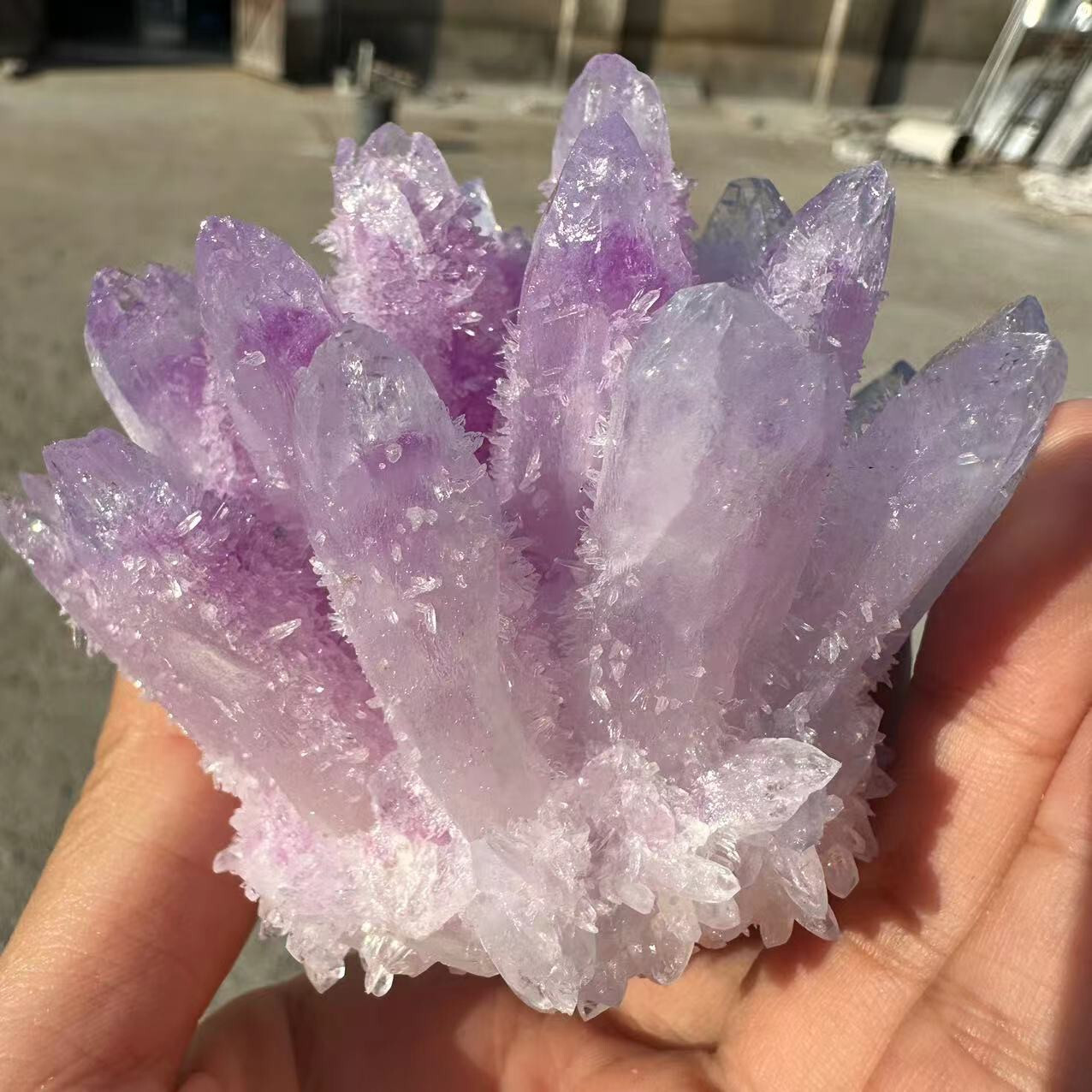 New Find purple pink Phantom Quartz Crystal Cluster Mineral Specimen 300g+
