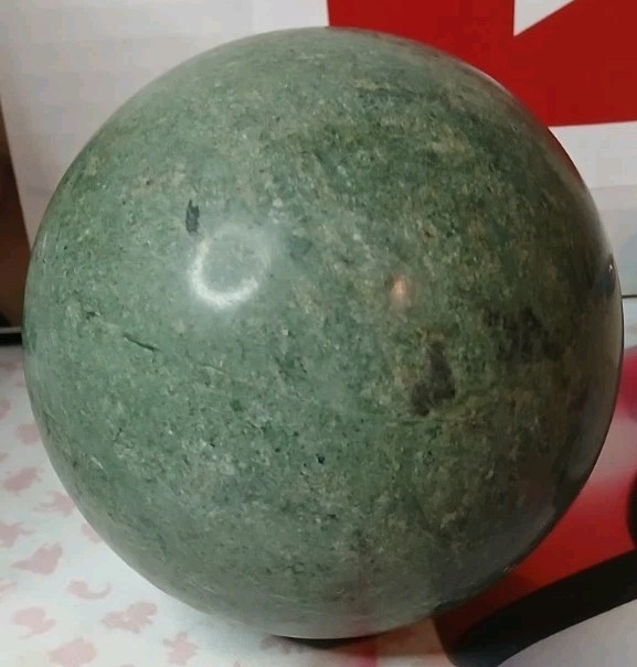 100% Natural Green Lushan Jade Aventurine CRYSTAL BALL SPHERE 4inx3.5! In.