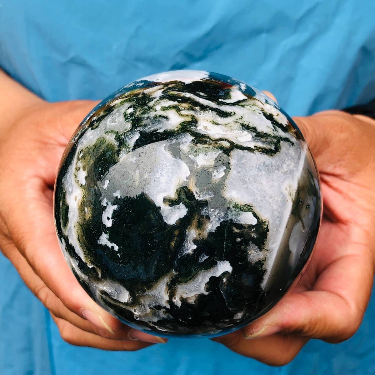 3pcs 5.58LB Natural Water Grass Agate Ball Quartz Crystal Ball Healing 2112