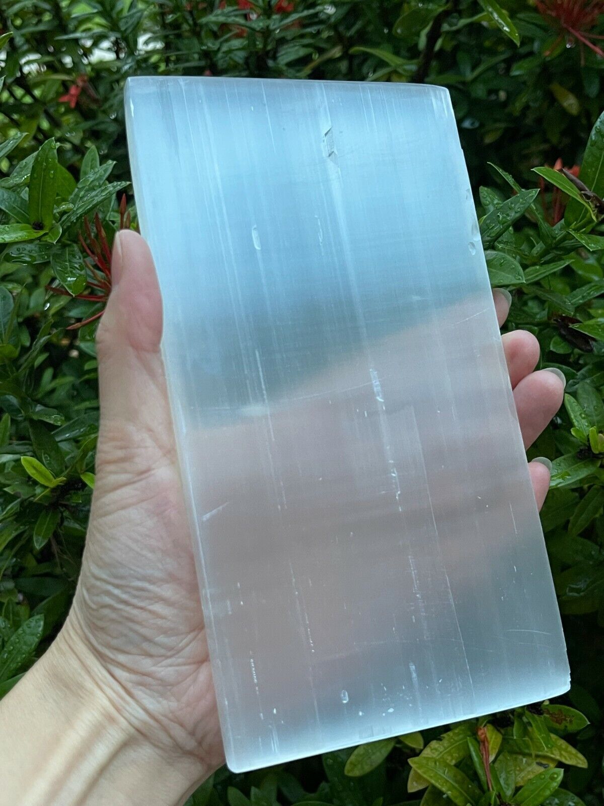 Large Selenite Charging Plate -8×4 Inch Polished Selenite Slab, Selenite Tile
