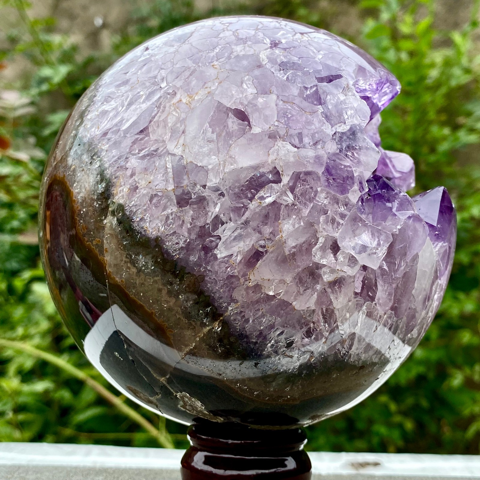 5.9LB Natural Amethyst Agate Sphere Polished Healing Crystal Ball Home Fe