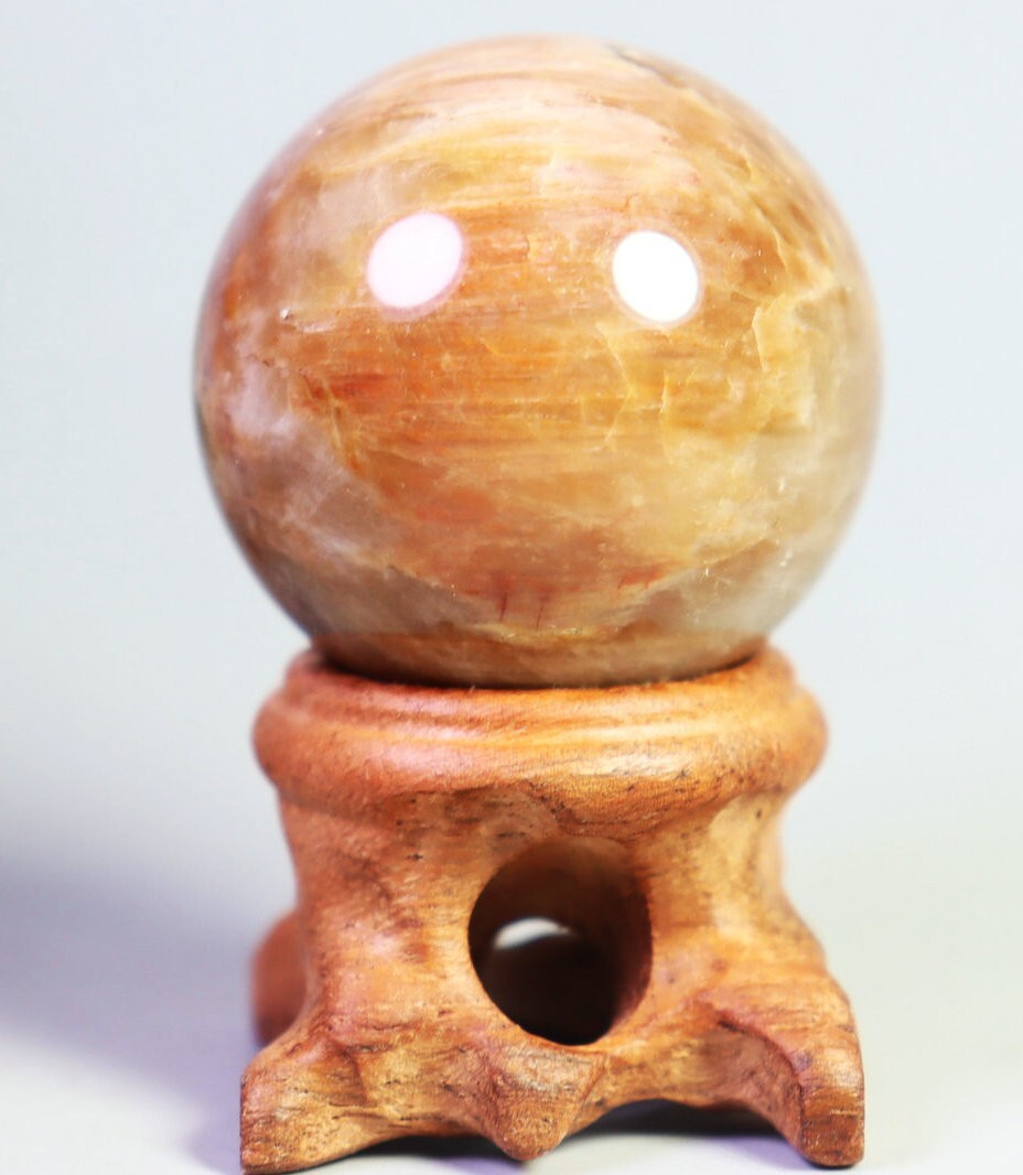 36mm Natural Polished Rutilated Quartz Crystal Sphere Ball Healing/Stand
