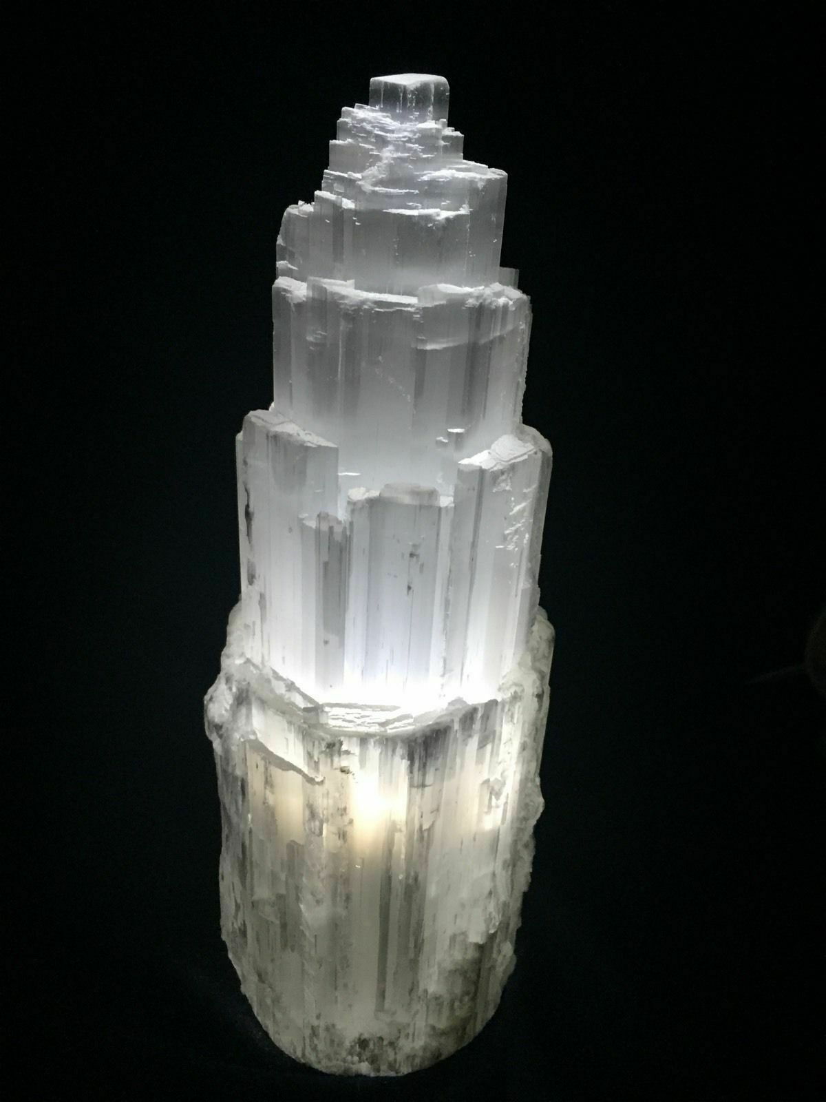 15 16 ” Extra Large Selenite Tower Lamp White Natural Crystal Light LED Cord XL