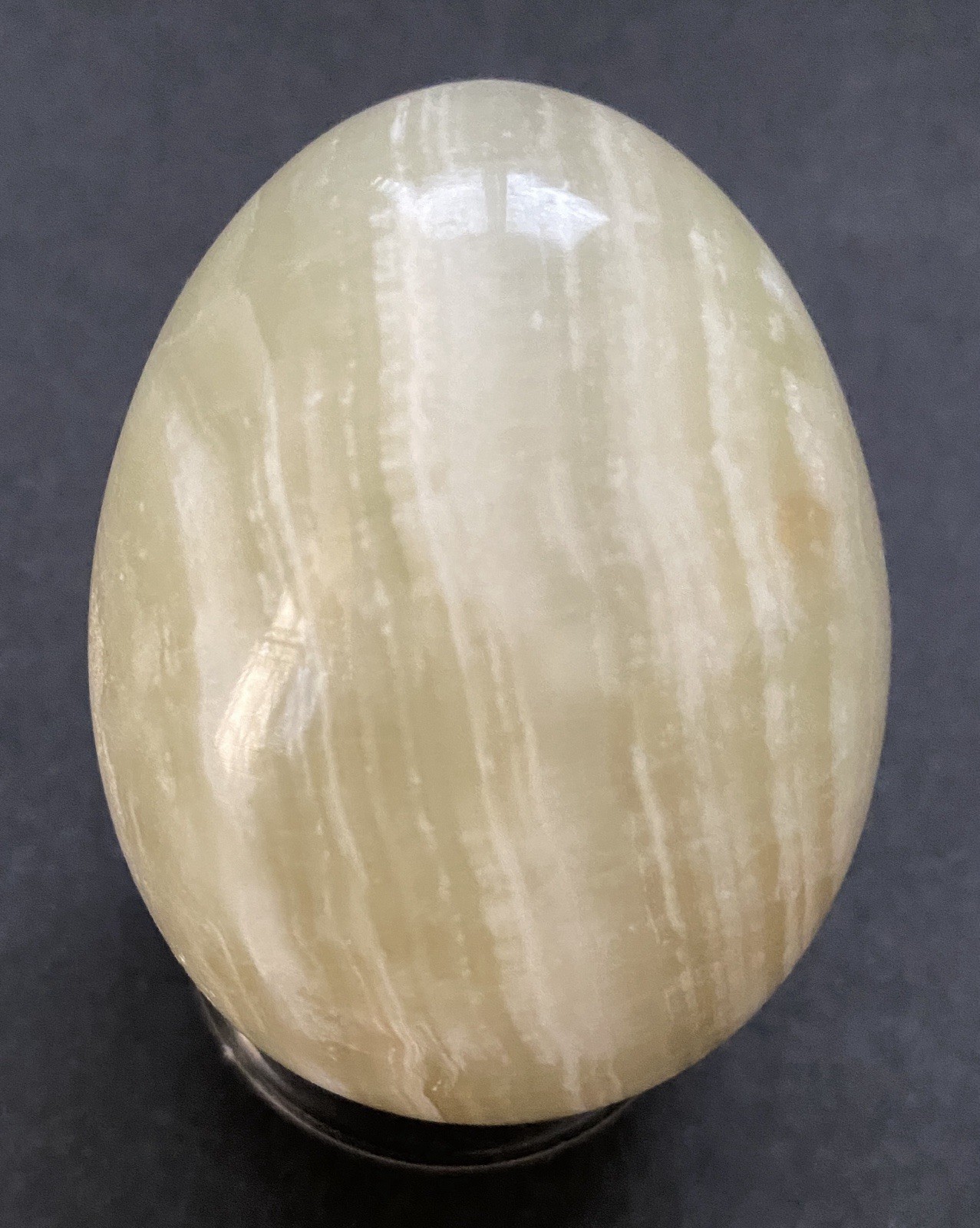Natural Onyx Stone Egg With Stand Hand Polished Banded Agate Calcite Crystal