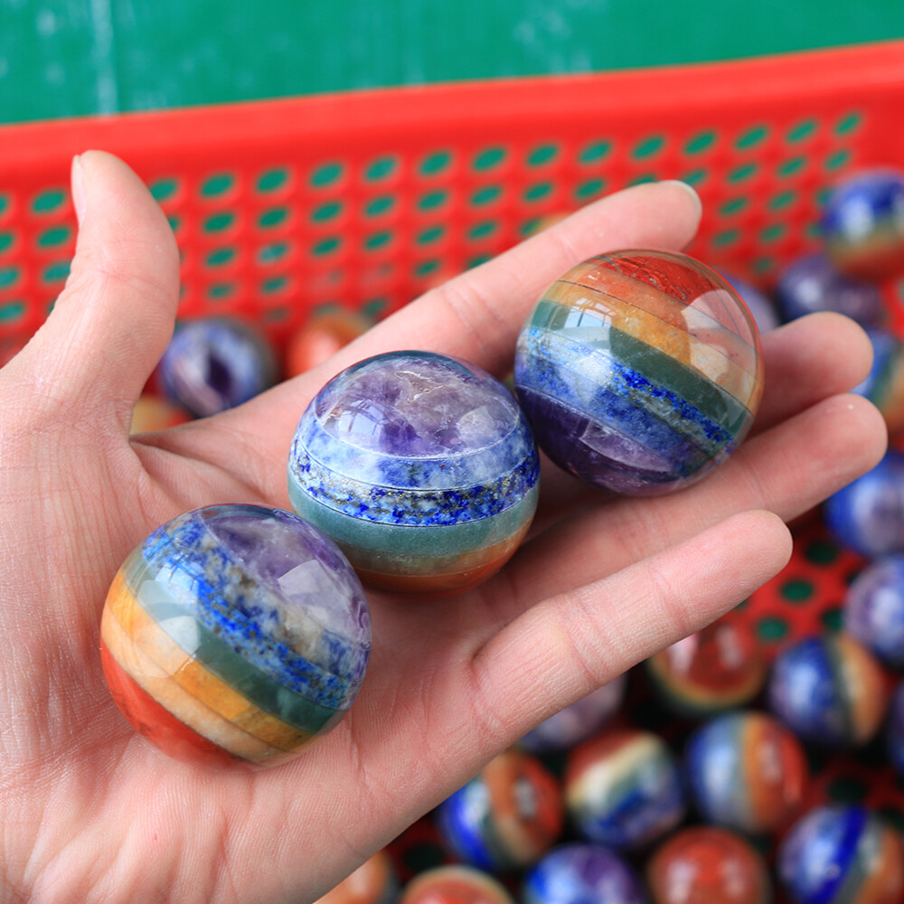 7 Chakra Bonded Sphere Reiki Crystal Healing Chakra Meditation Stone Healing