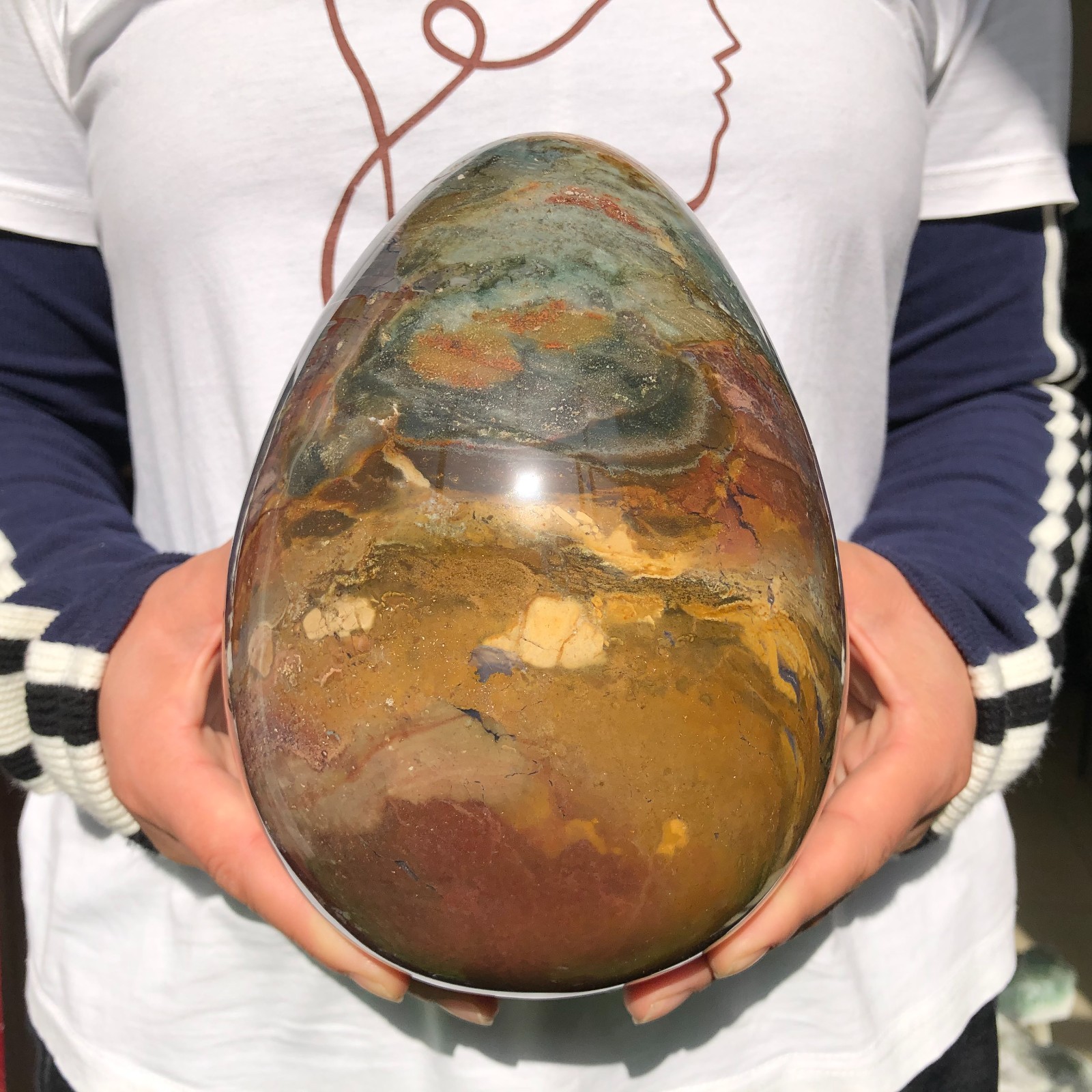 8.6LB Natural Ocean stone Quartz Crystal egg Mineral specimen Healing