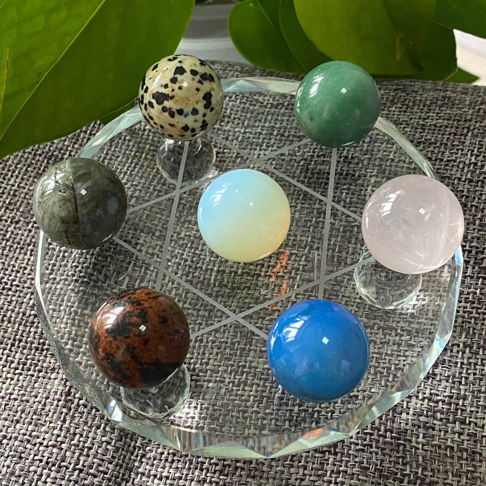 TOP Natural a lot Quartz Seven star array Sphere Quartz Crystal Reiki+stand 1PC