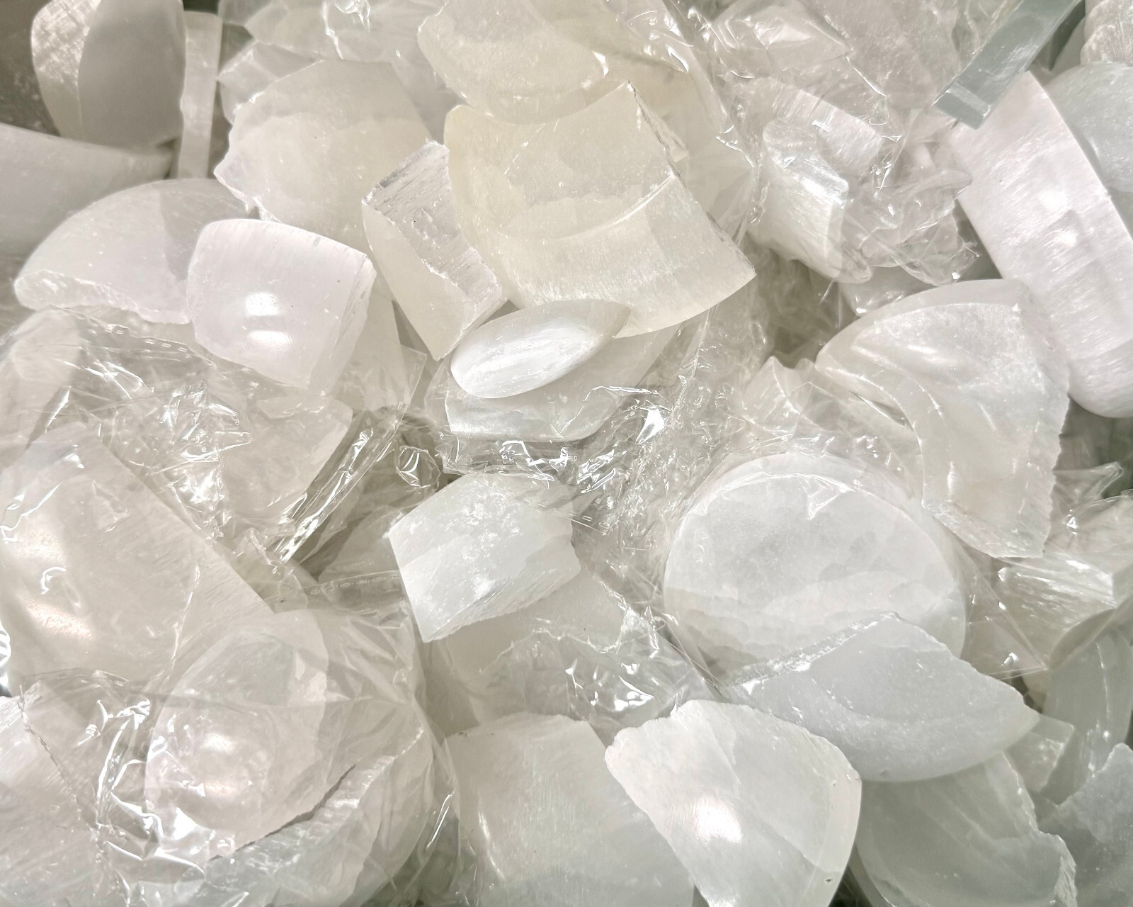 Broken Selenite Bowls Box – CLEARANCE Assorted Selenite Crystal Bowls & Pieces