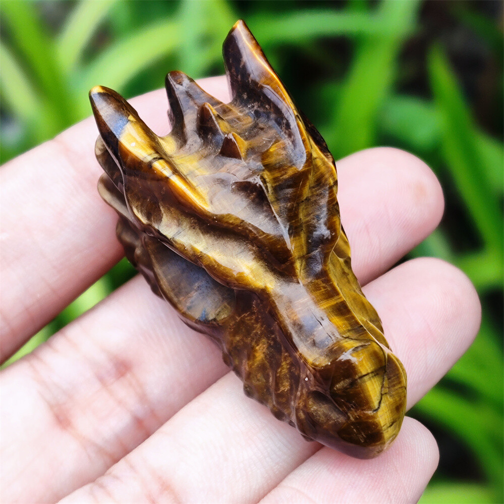 2″ Natural Hand Carved Dragon Skull Quartz Crystal Skull Gem Reiki Healing 1PC