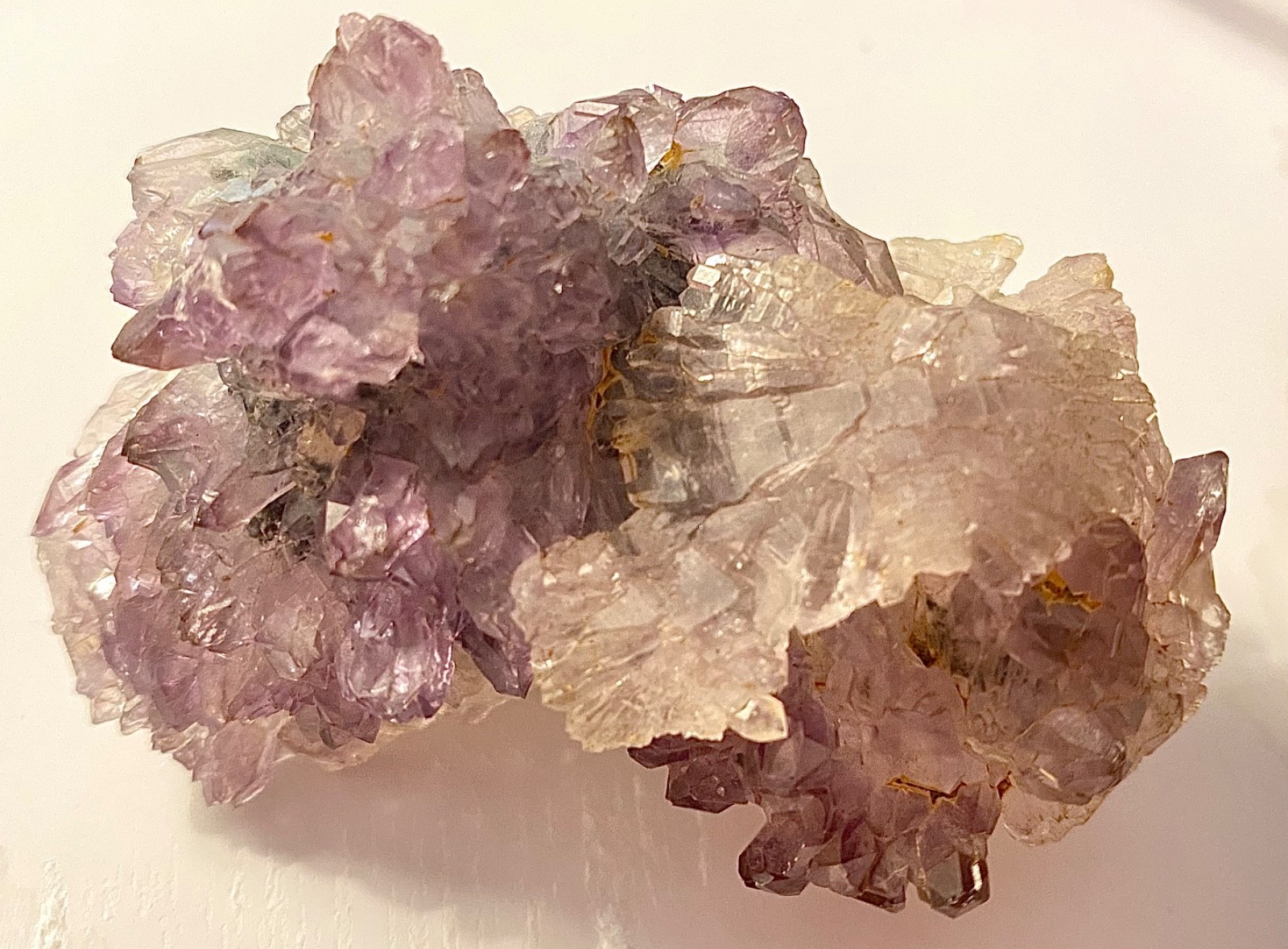 Rose Amethyst Quartz Cluster Irai Brazil Blue Green Mineral Vintage Label