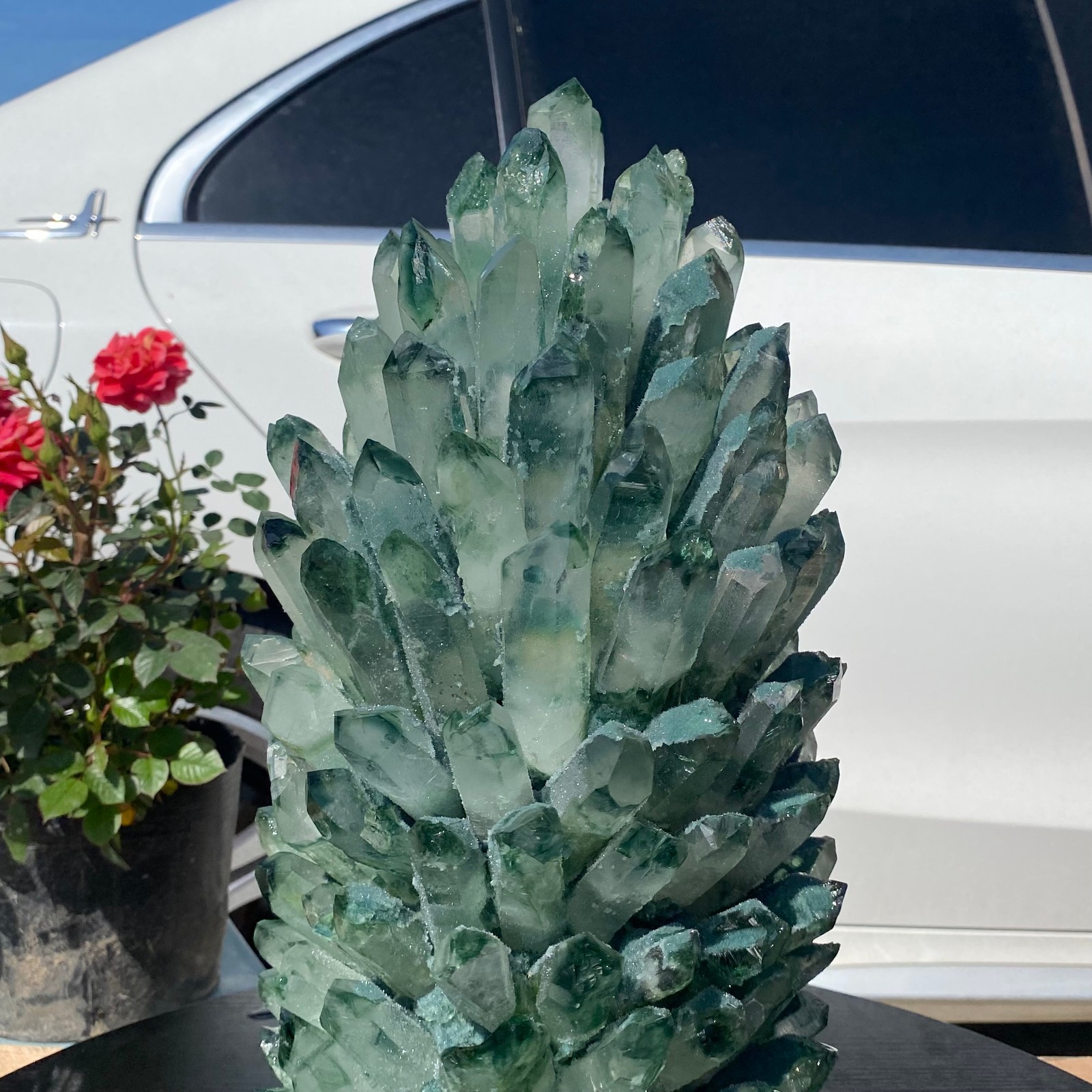 30LB Newly discovered green phantom quartz crystal cluster minerals