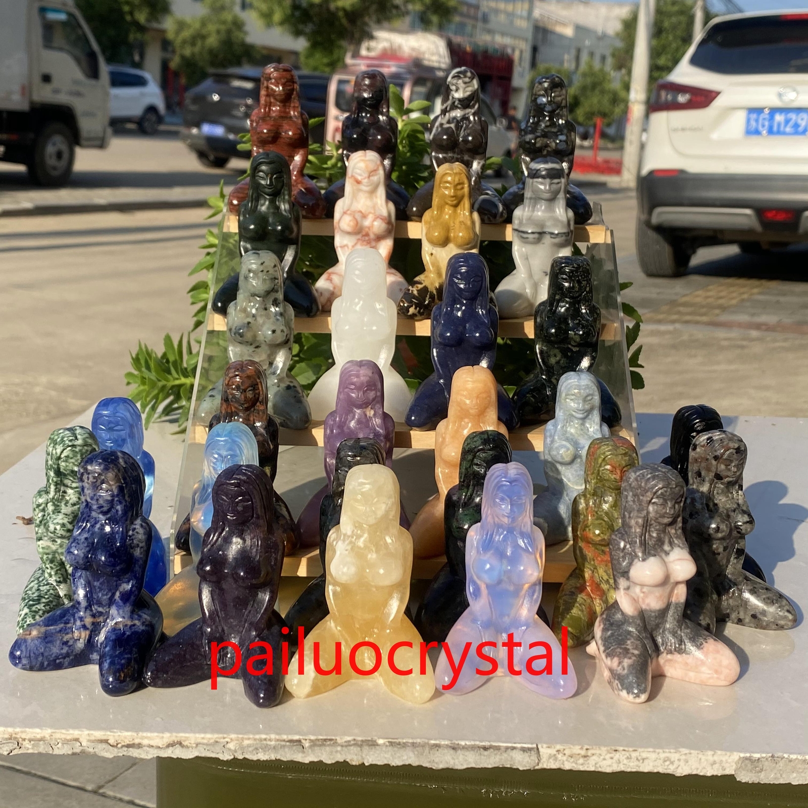1pcs 3″ Natural Mixed Women Naked Quartz Crystal Skull Carved Goddess Healing