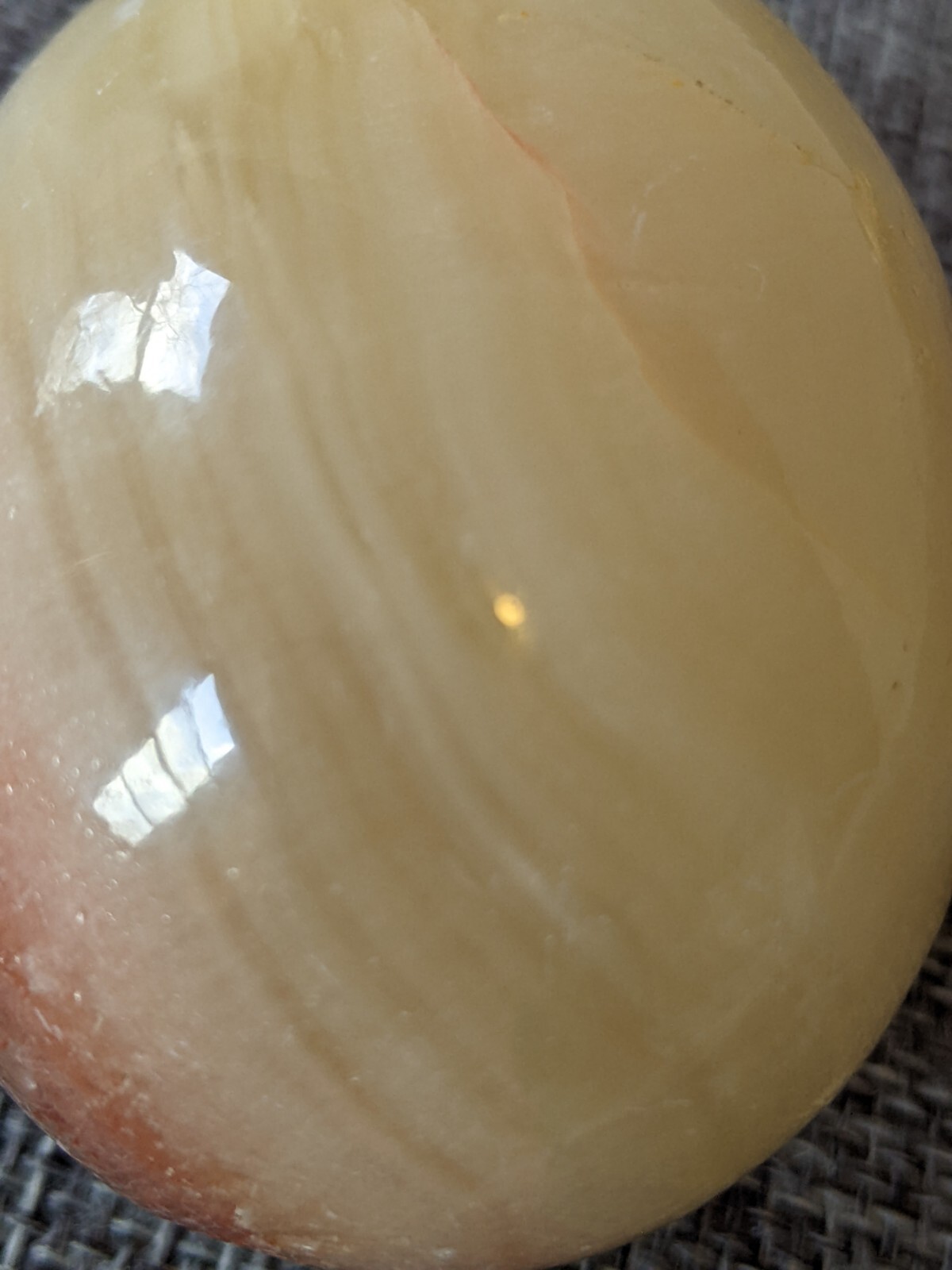 Reddish White Onyx Easter Egg Natural Crystal Banded Mineral – With Stand