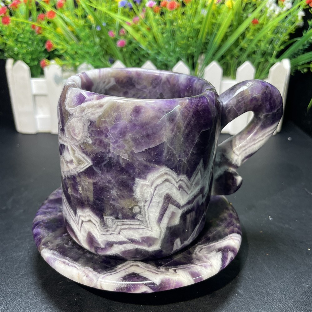 2.5LB 4.7″ Natural Dream Amethyst Cup Crystal Quartz Decor Figurine Carved