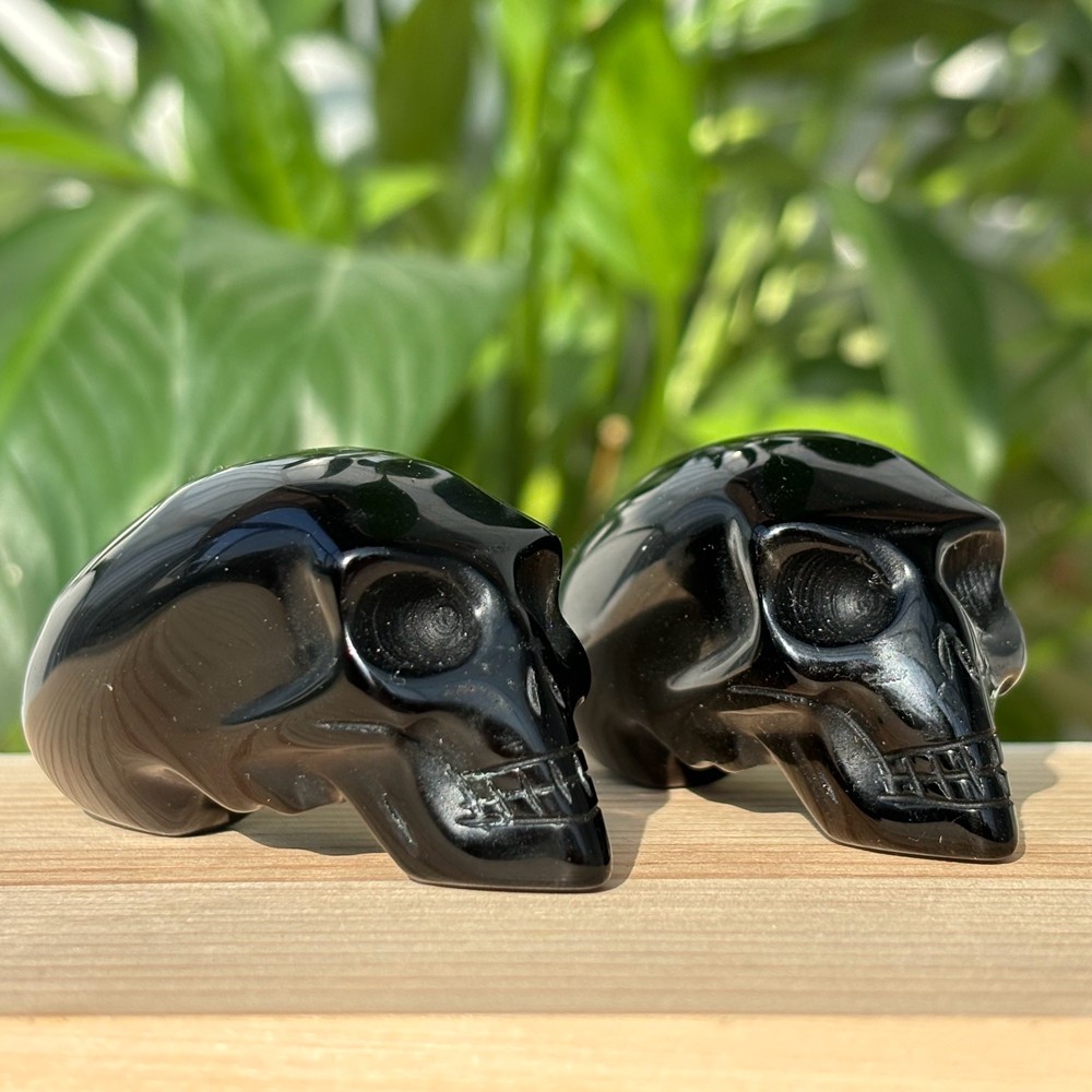2.3″ Natural obsidian quartz alien skull hand carved crystal reiki healing 1pc