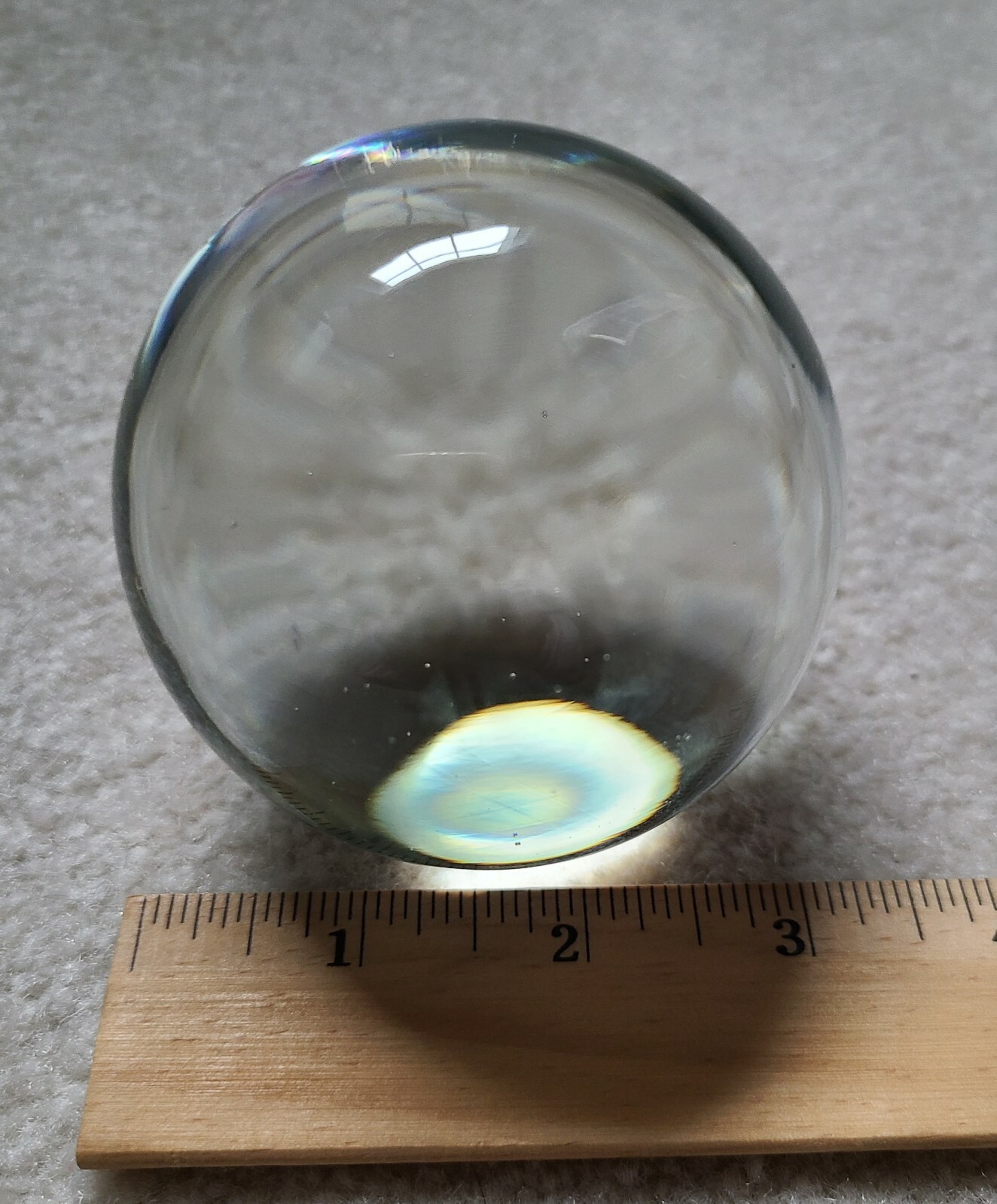 Clear Crystal on Brass Dragon Stand No Chips Not Round has Flat Bottom 3″