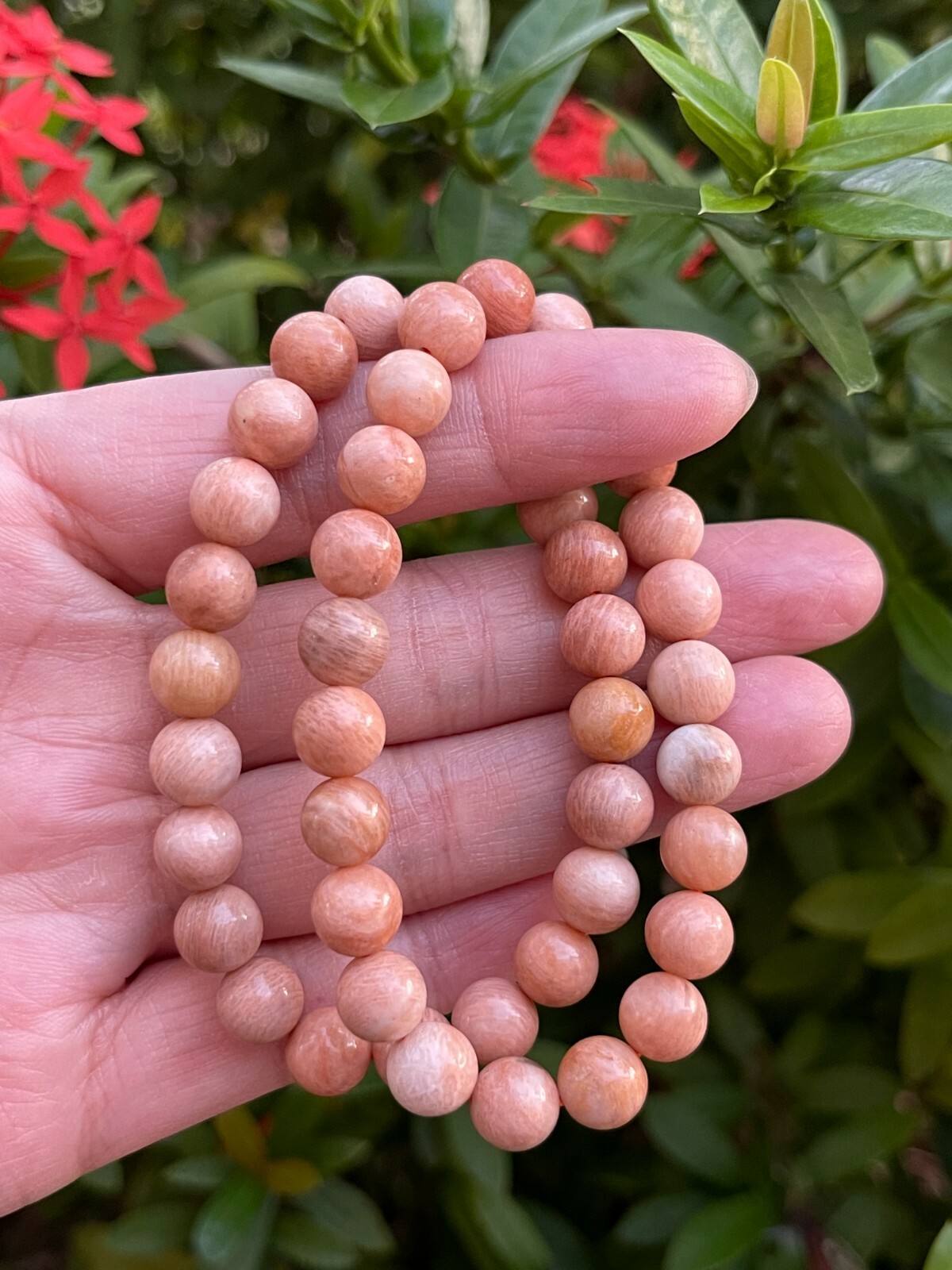 Sunstone Crystal Bead Bracelet 8mm, Genuine Sunstone Opaque Gemstone Bracelet