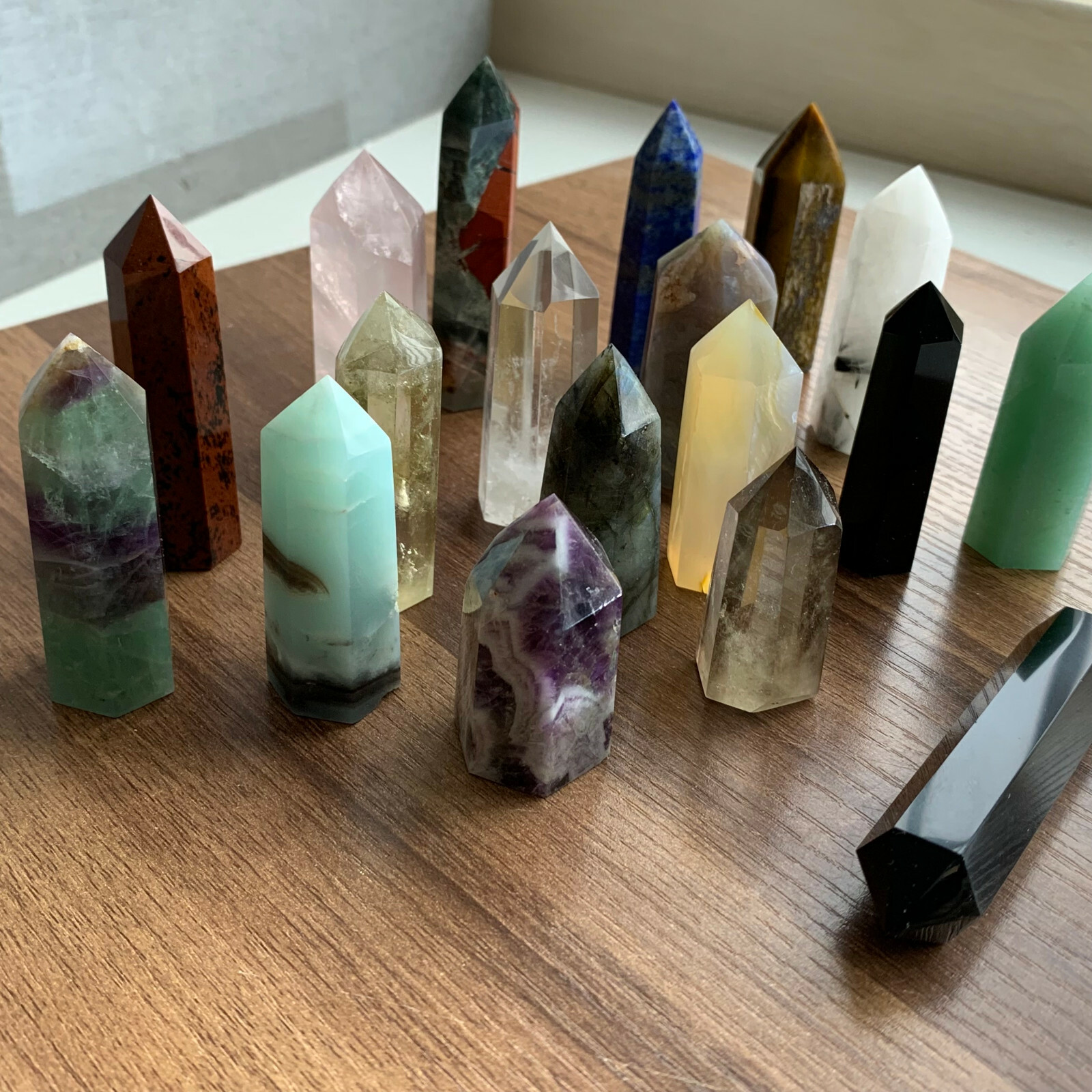 18pcs A lot natural quartz obelisk crystal wand point healing send randomly