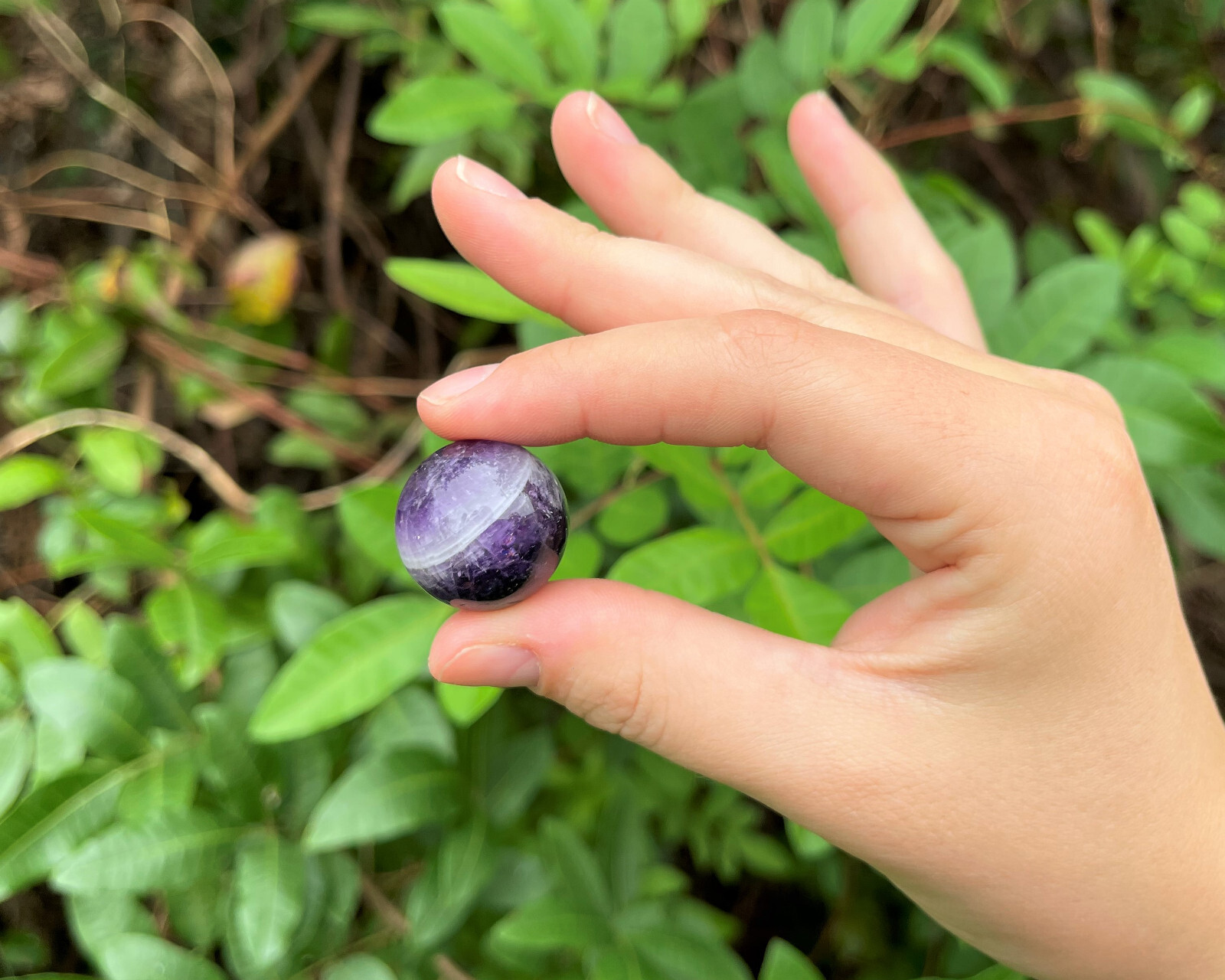Mini Amethyst Crystal Sphere + Stand, 0.75 – 1″ (AAA Quality Amethyst Sphere)