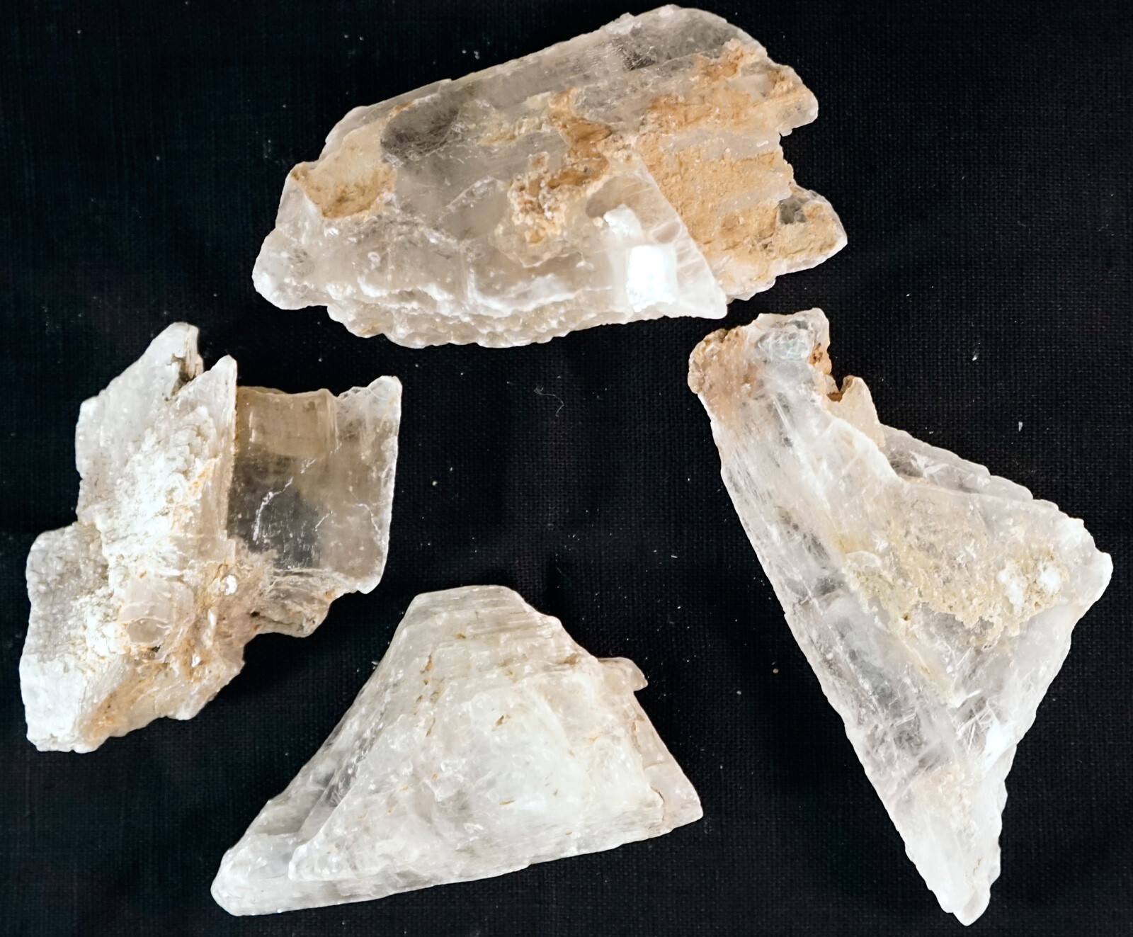 Natural Selenite crystallized Gypsum Rough 4 Nice Pieces 4 Display / Healing