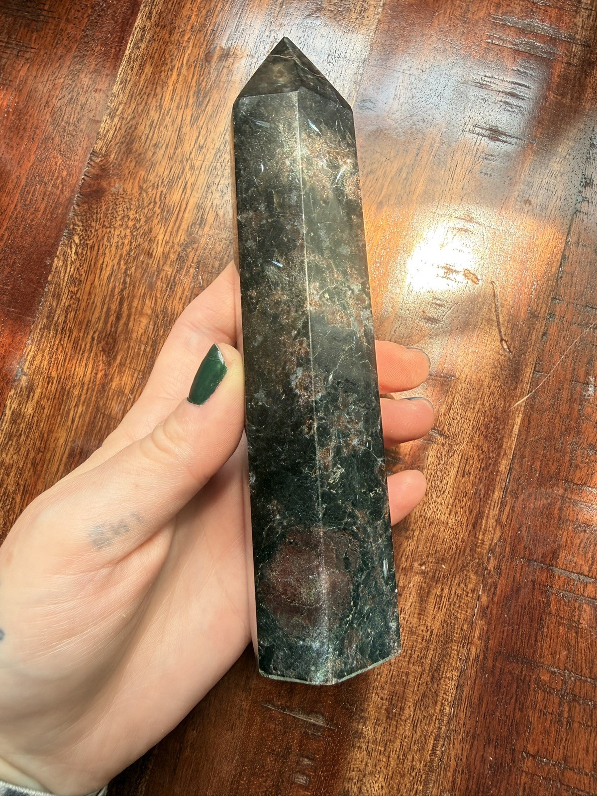 Polished Firework Garnet Crystal Generator Tower Point Obelisk, 2 lb 14 oz