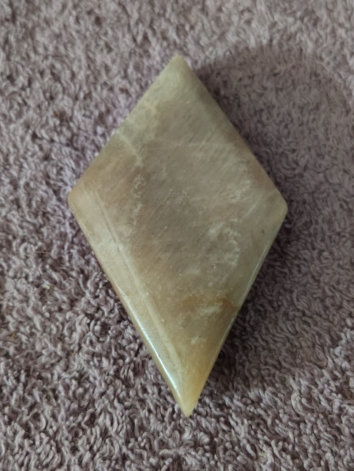 3.5″ Sri Lanka Moonstone Diamond Carved Stone w/ Sunstone Inclusions