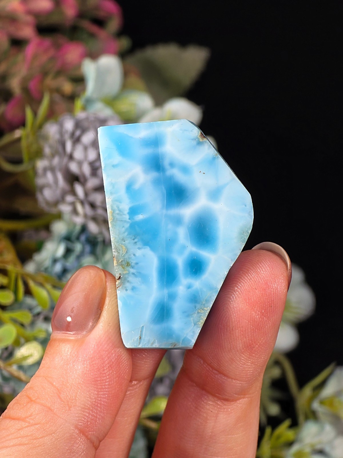 58G AAA LARIMAR SLAB LOT 3PCS – DOMINICAN REPUBLIC AQUAMARINE CRYSTAL AUTHENTIC