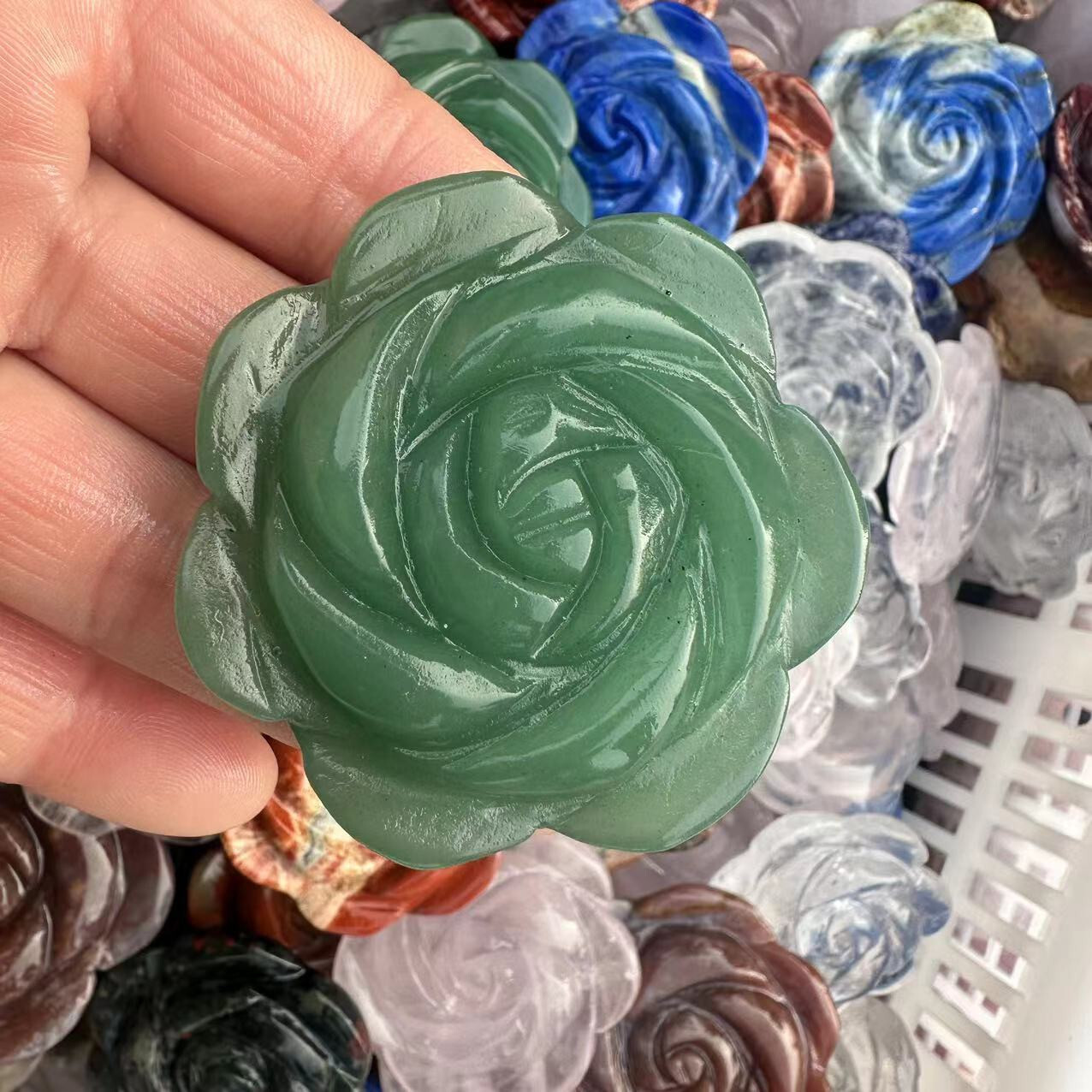 2″ Natural Mix Quartz hand Carved Crystal rose flower reiki Healing random 1pc