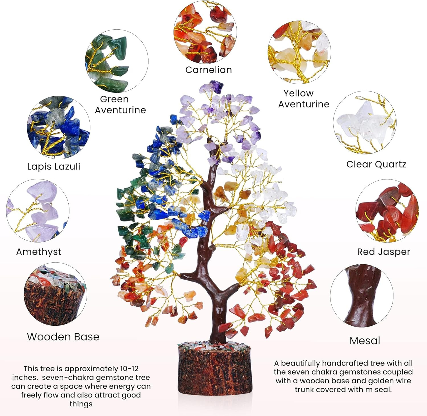 YATSKIA 7 Chakra Tree of Life – Crystals and Healing Stones | Birthday Gifts | C