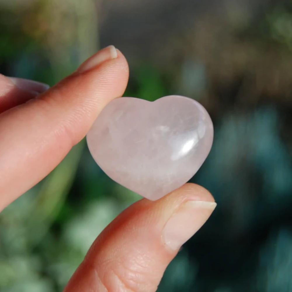 ONE 1in Rose Quartz Crystal Heart Shaped Pocket Stone
