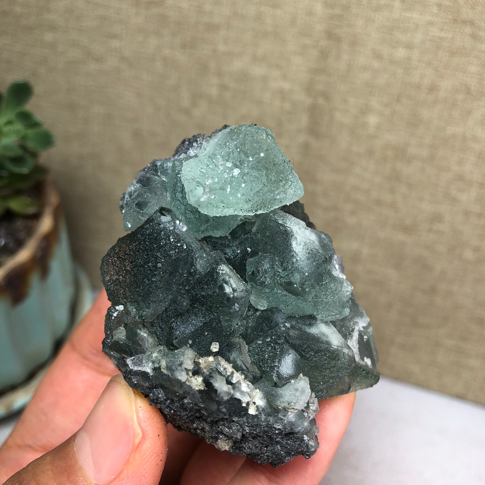 125g NATURAL Green Cubic FLUORITE Crystal Cluster Mineral Specimen A4732