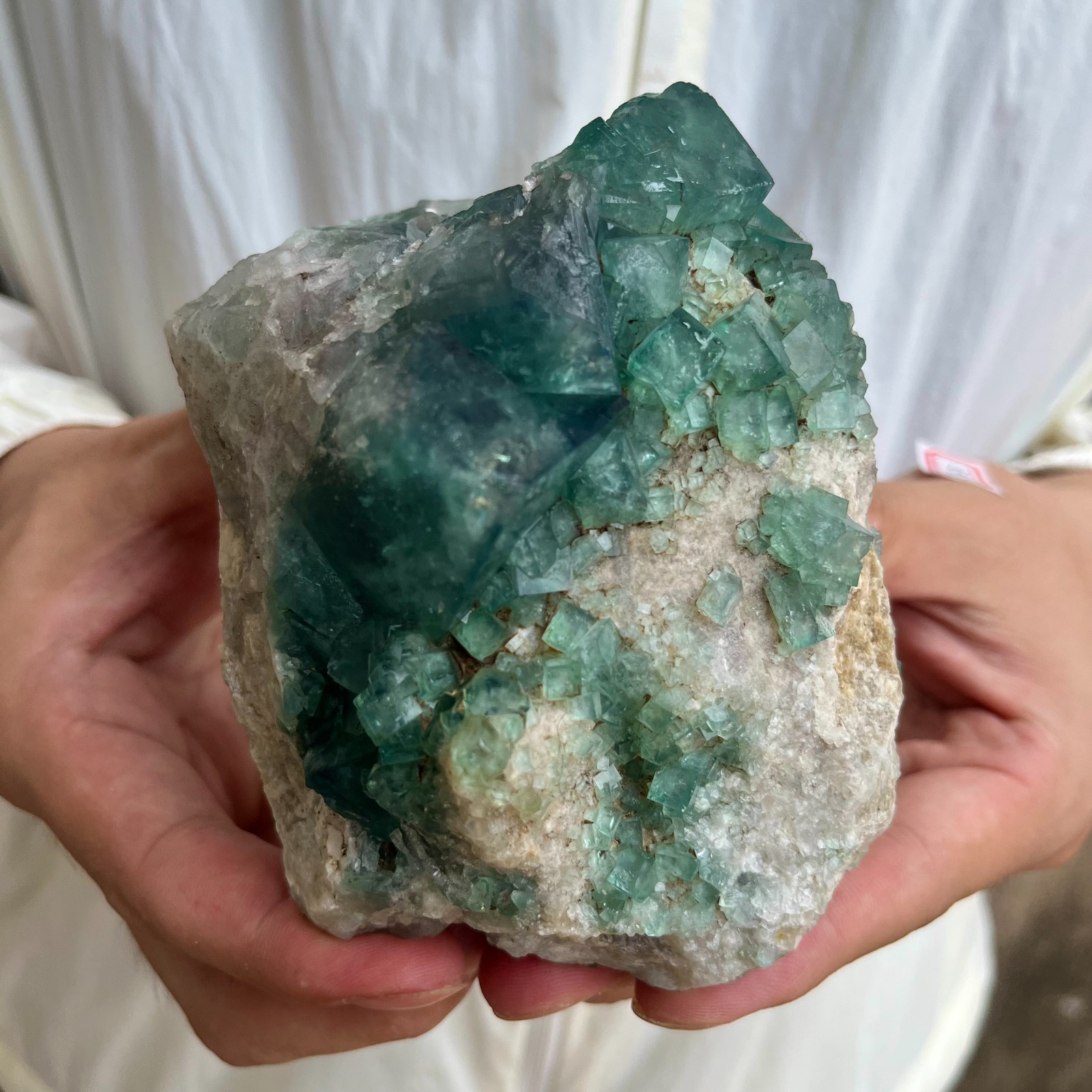 2.1lb NATURAL Green Cube FLUORITE Quartz Crystal Cluster Mineral Specimen
