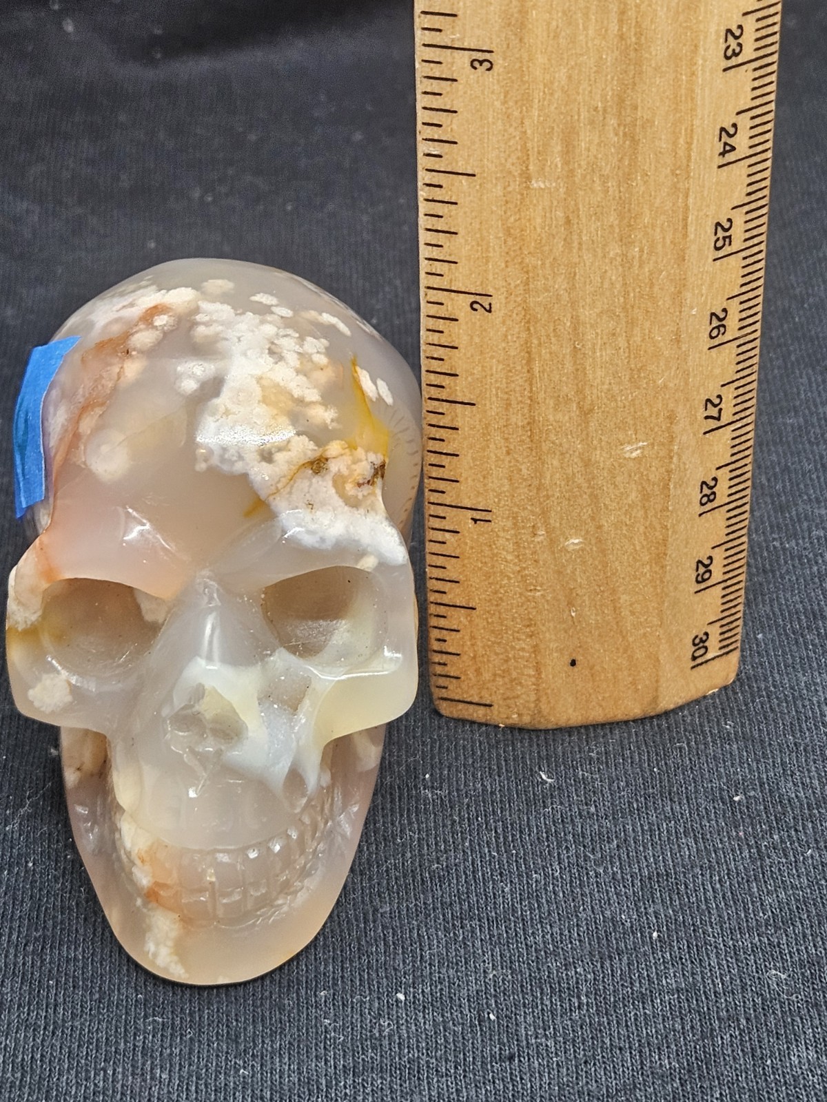 Hand-Carved Flower Agate Crystal Skull – 3.5″ Polished Cherry Blossom Agate