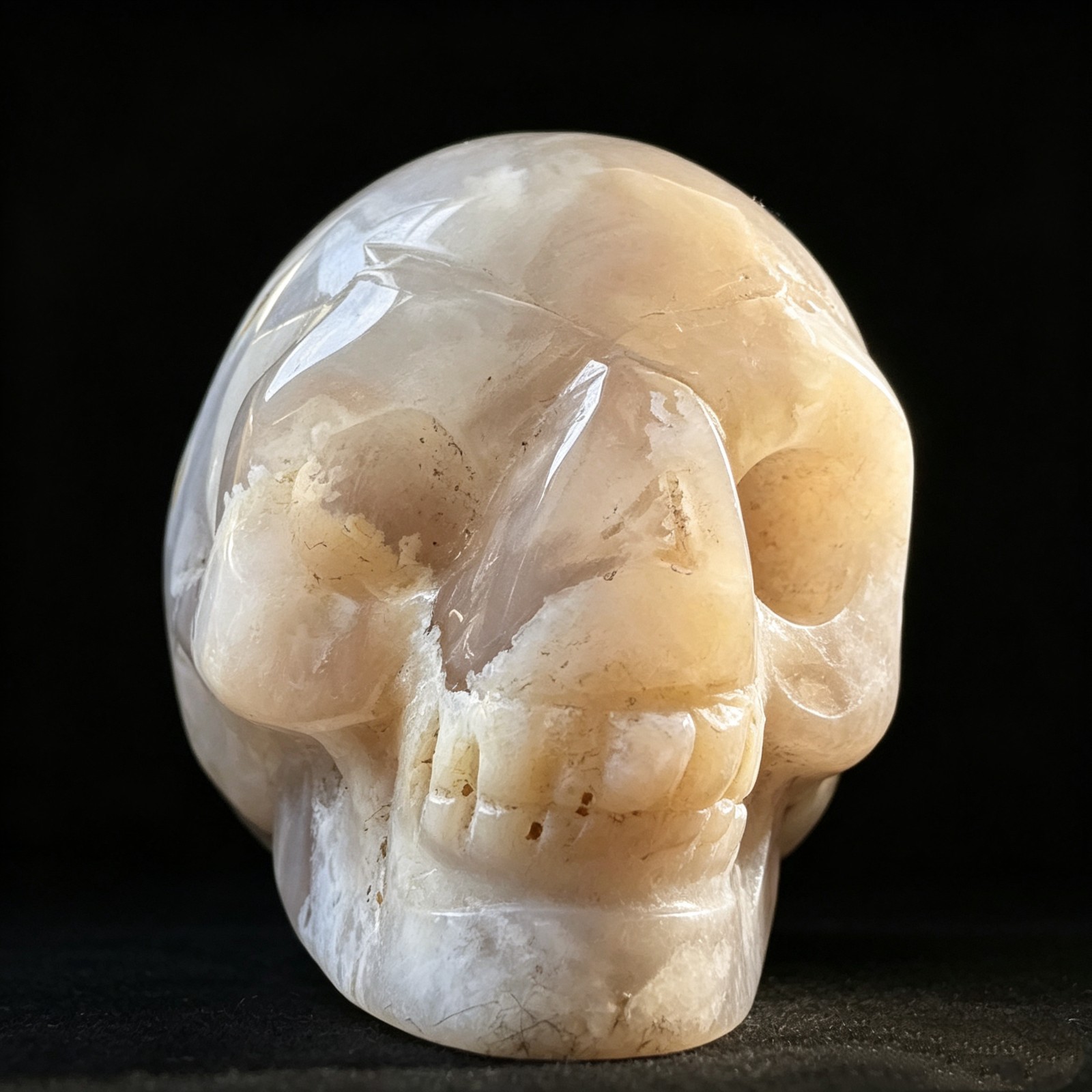 Natural Agate Skull Carving – Carved Crystal Mineral Figurine Sculpture 2.0″