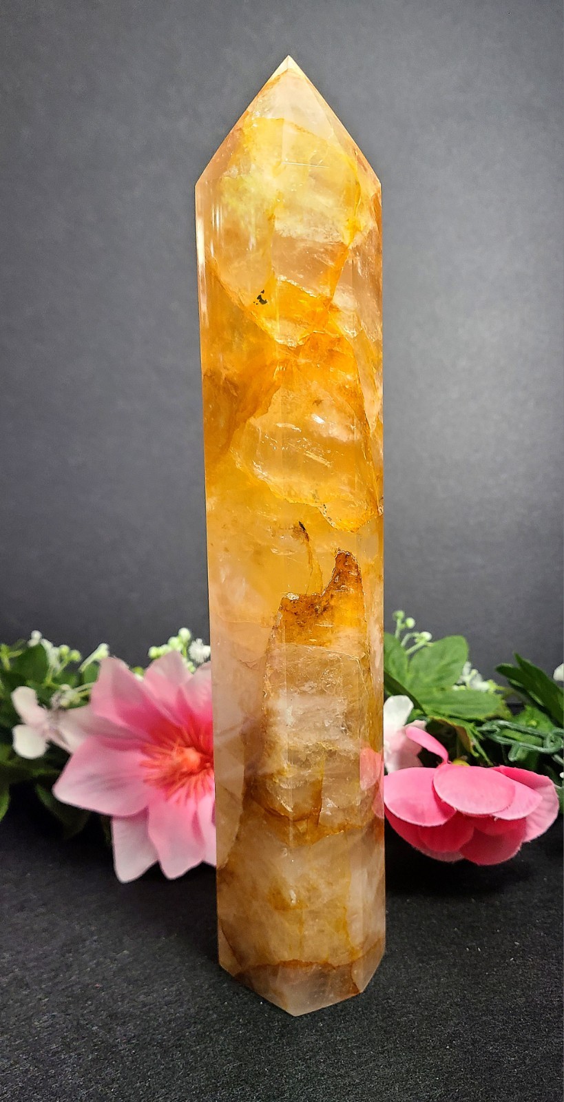 XXX Large 10″ 958g 2.2lb A+ Golden Healer Quartz Tower Generator Wealth Crystal