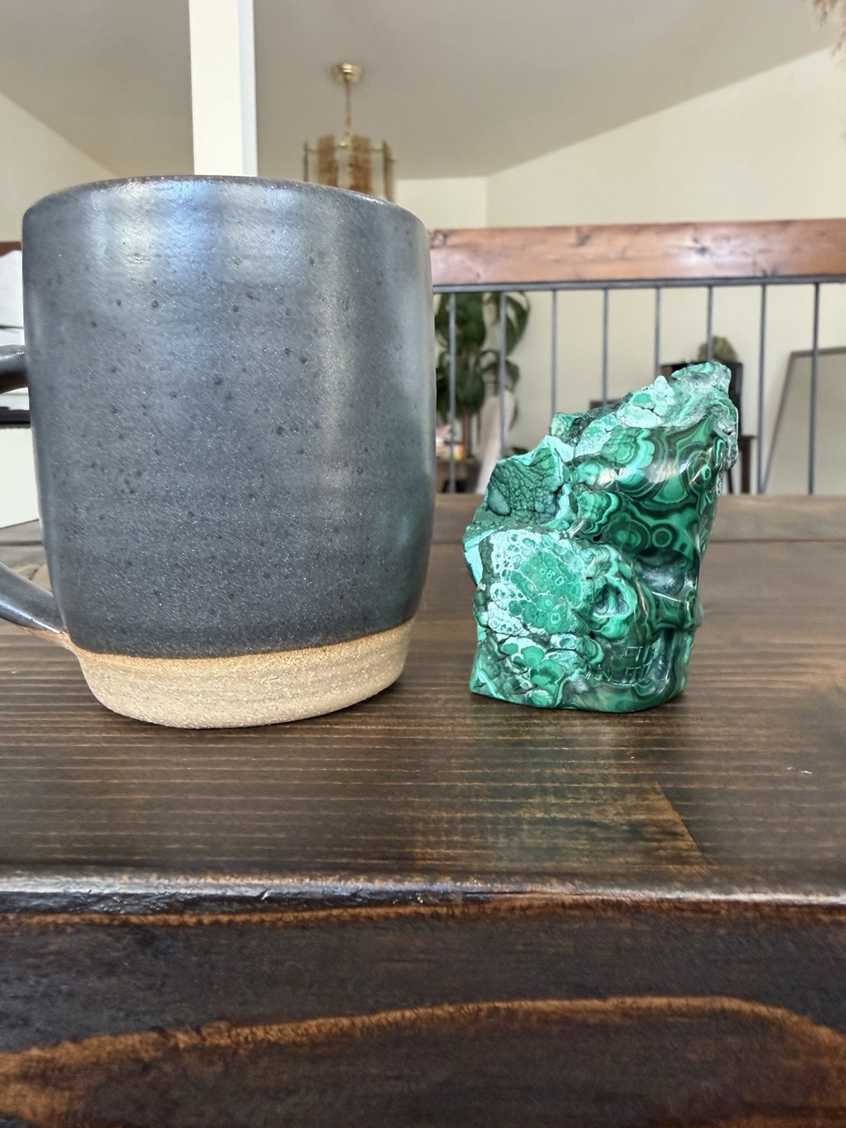 2.6” Carved MALACHITE skull, Rough and Polished