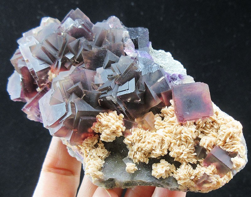 12.7cm purple FLUORITE&Barite crystal mineral specimens,AnHui,China!