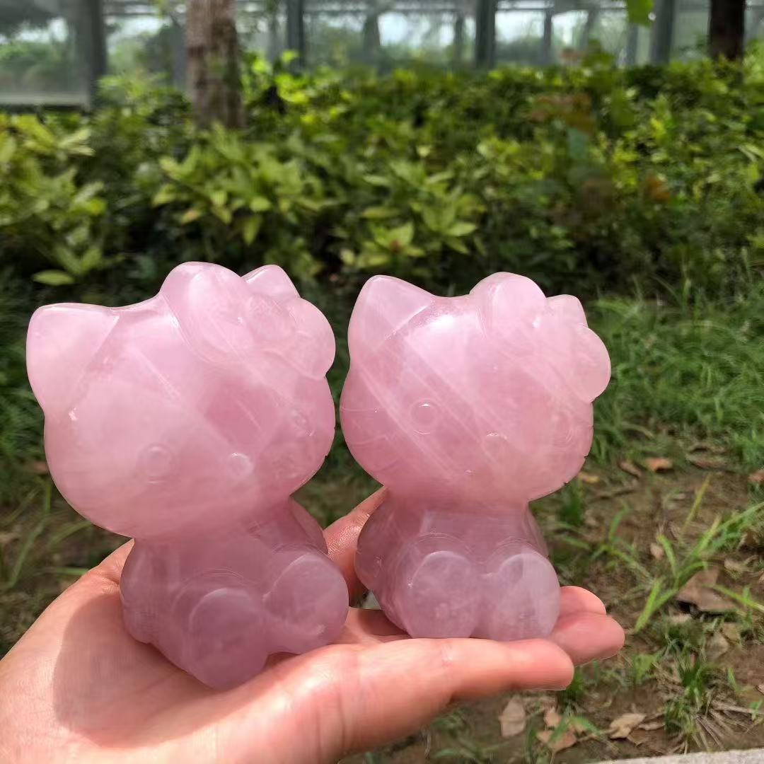 1pc Natural Pink Rose Quartz Hand Carved Crystal Skull Reiki Healing Decor