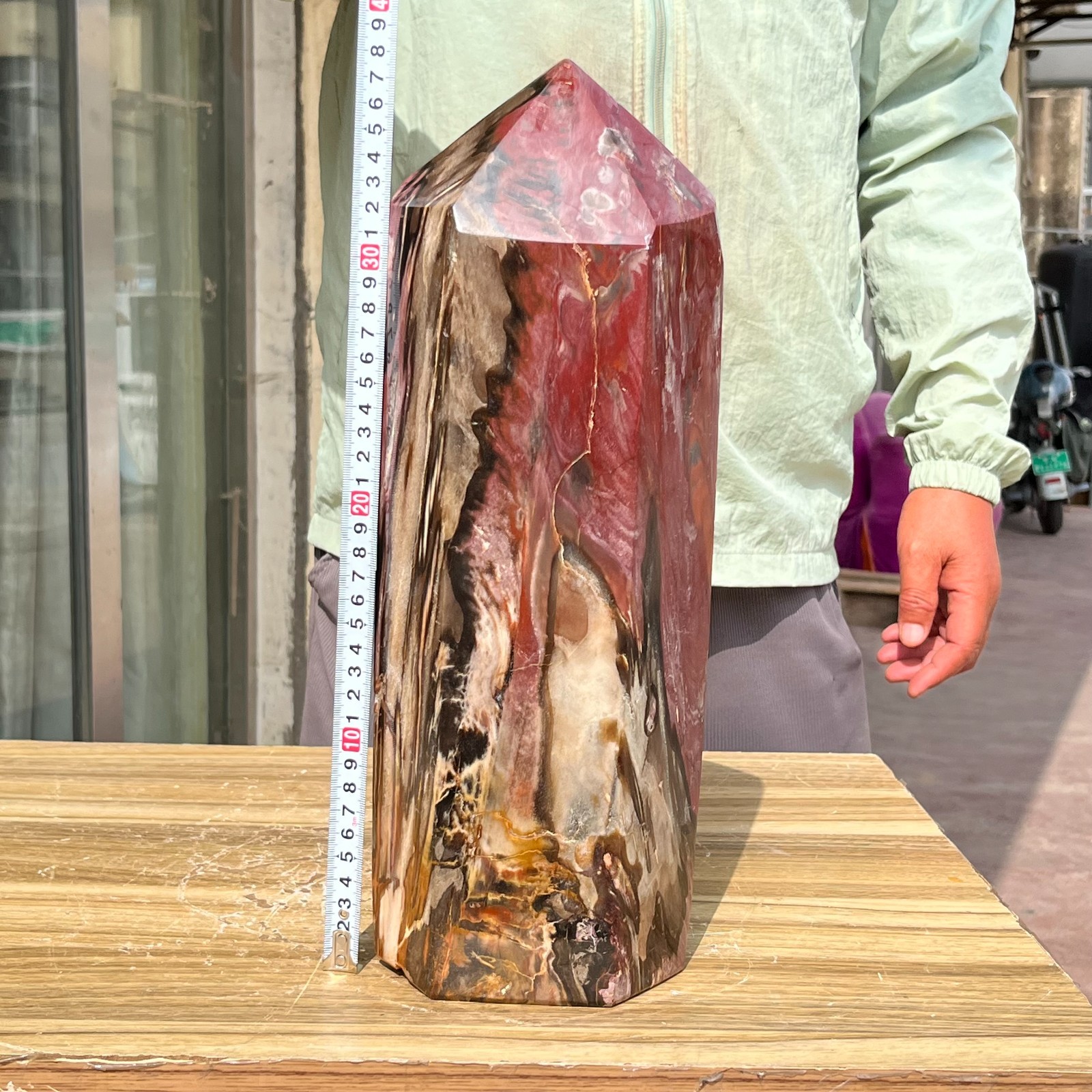 16.98LB Large Natural Polished Petrified Wood Obelisk Tower Crystal Reiki Decor