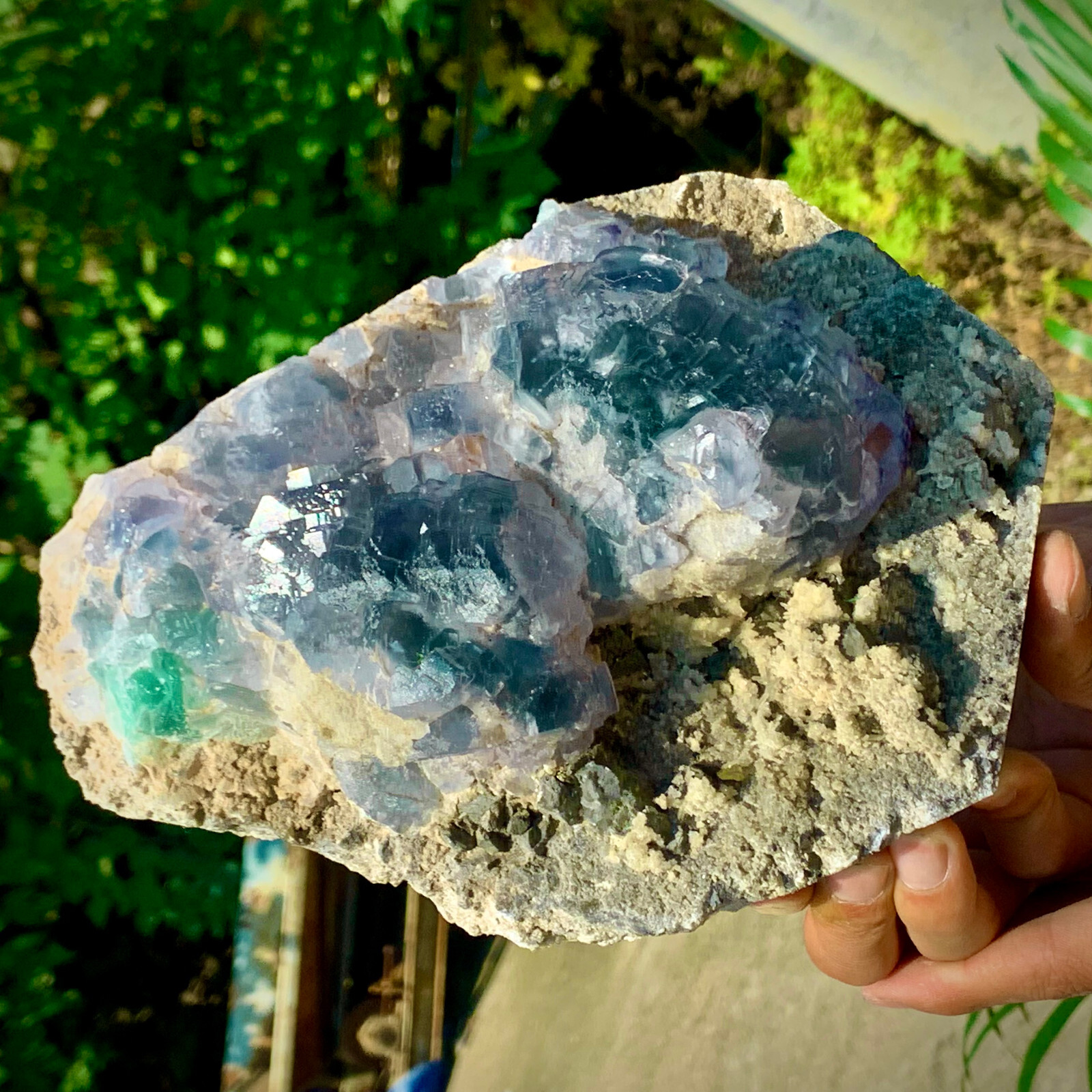 5LB pound rare transparent blue cubic fluorite mineral crystal sample/China-