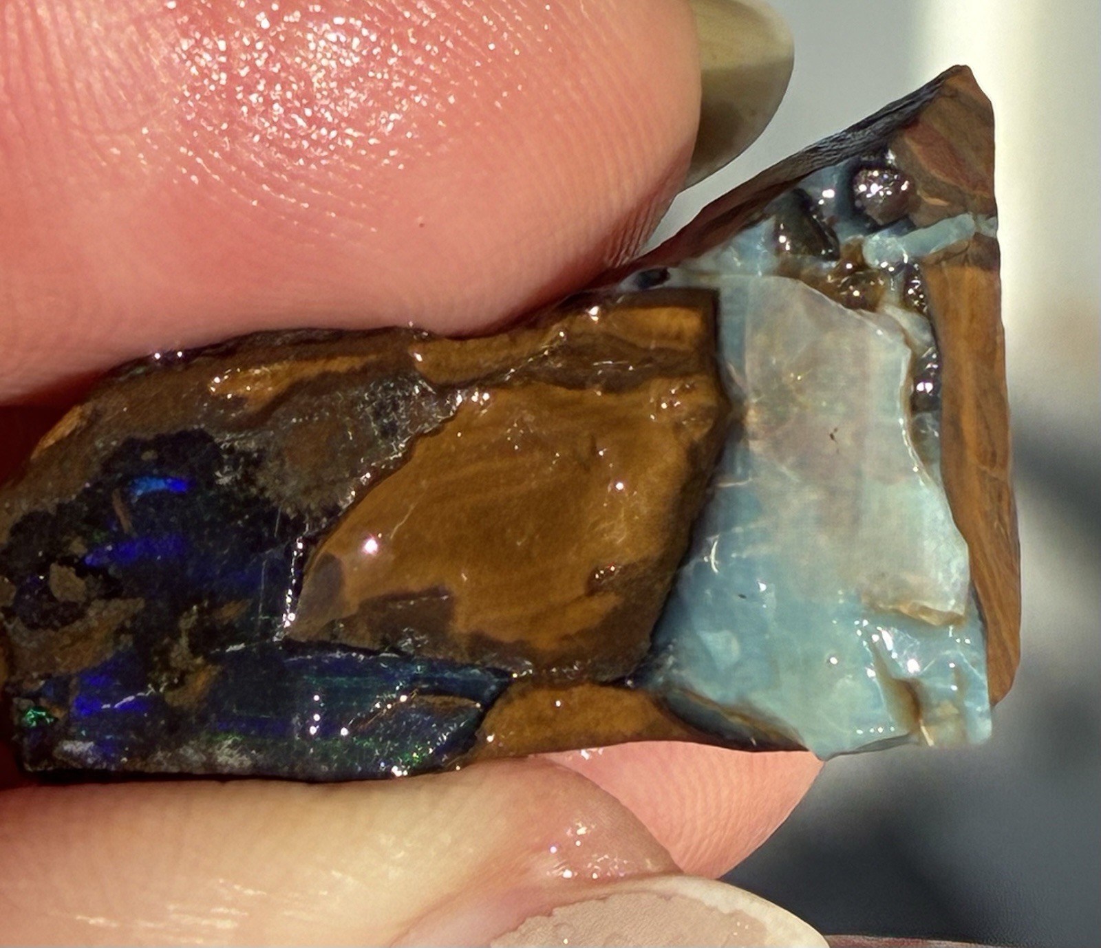 Pretty 24ct Australian Boulder Opal Rough Loose Multicolor Purple Specimen QQ