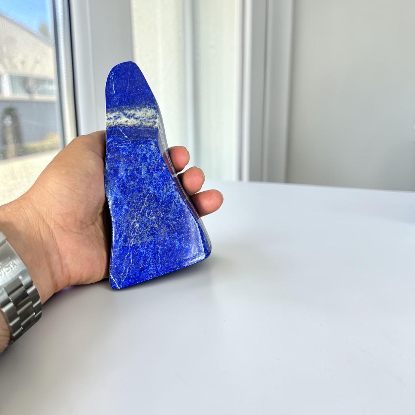 Polished Lapis Lazuli Freeform Display Stone – Afghan Blue Crystal Home Decor
