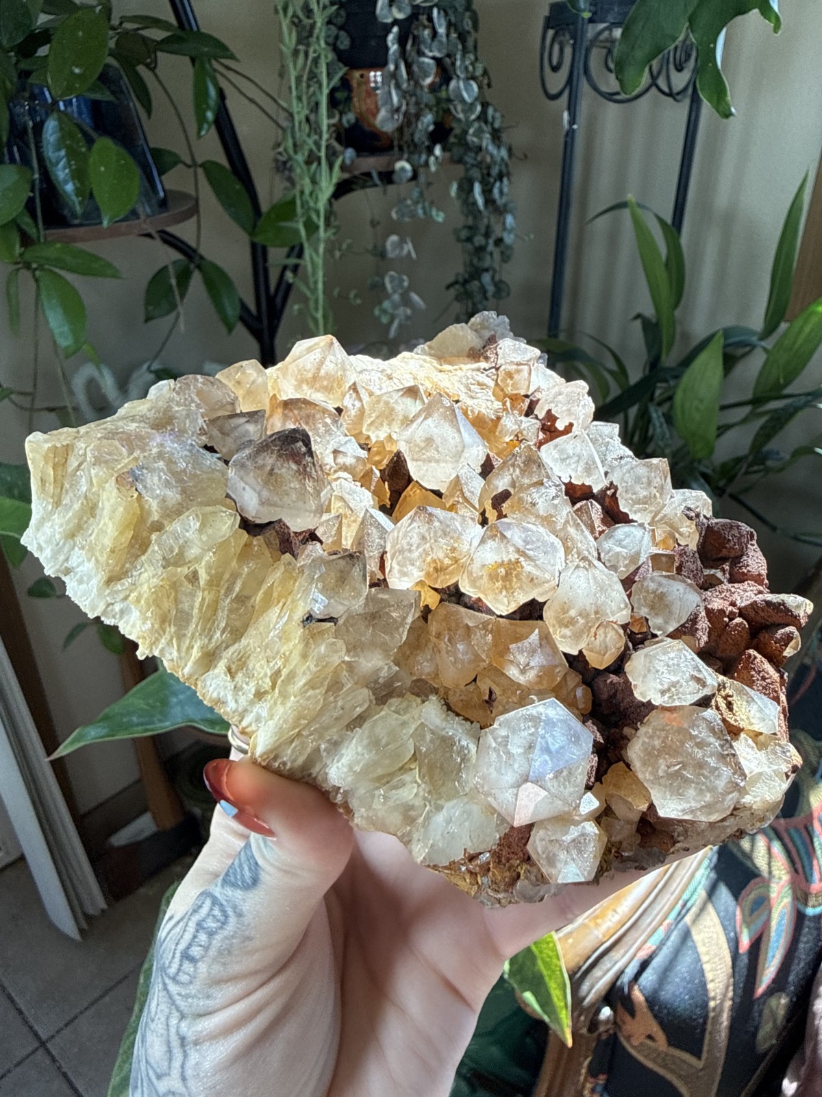 Large Smoky Quartz Crystal Cluster w/Limonite – Bulgaria – 2.45lbs