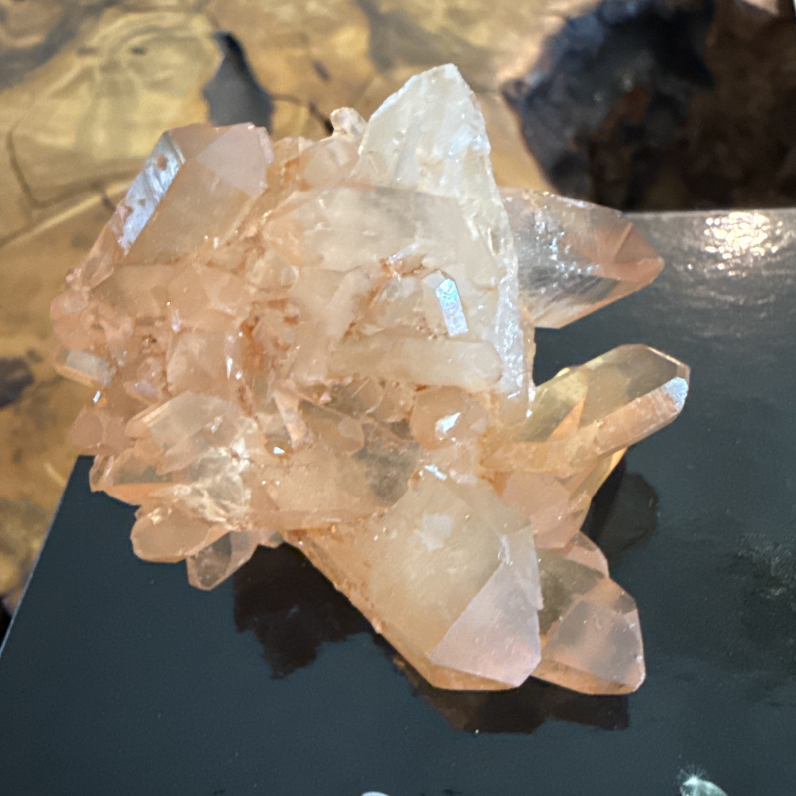 Tangerine Quartz Mineral Crystal Brazil Natural Specimen 34g With Display Stand