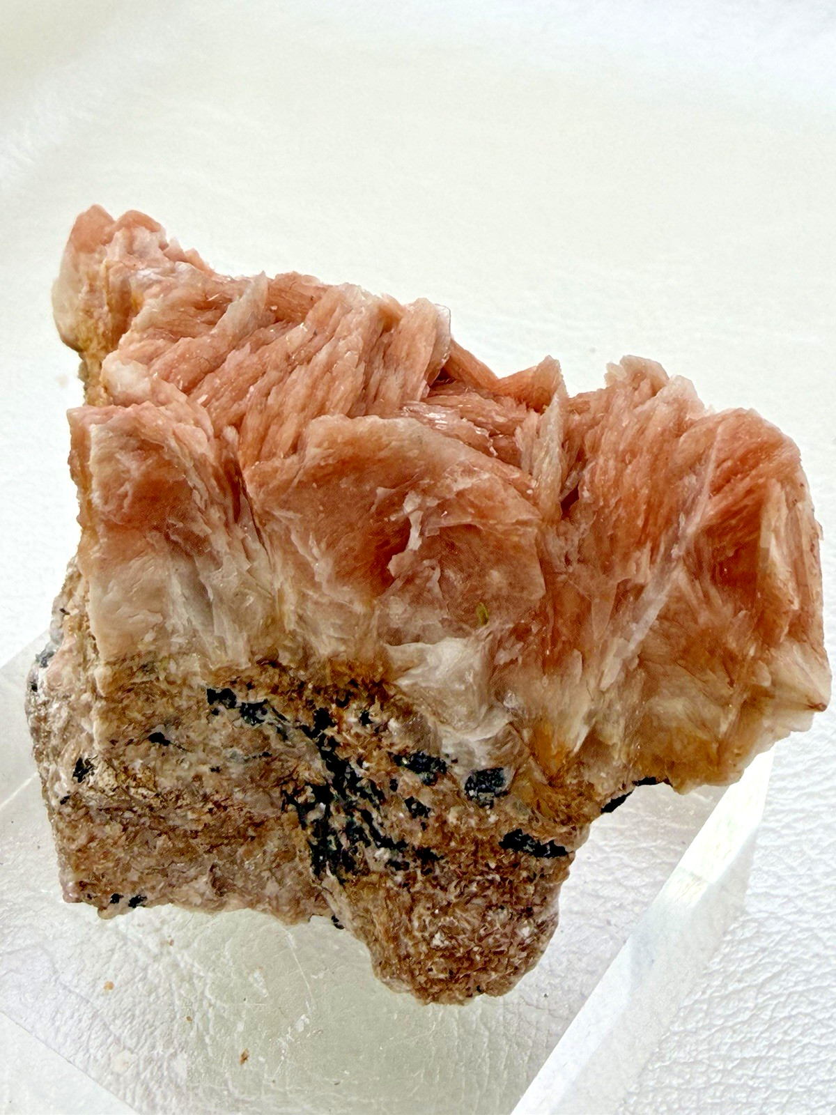Orange Barite with Galena and Cerussite in Matrix from Morocco 120 g.